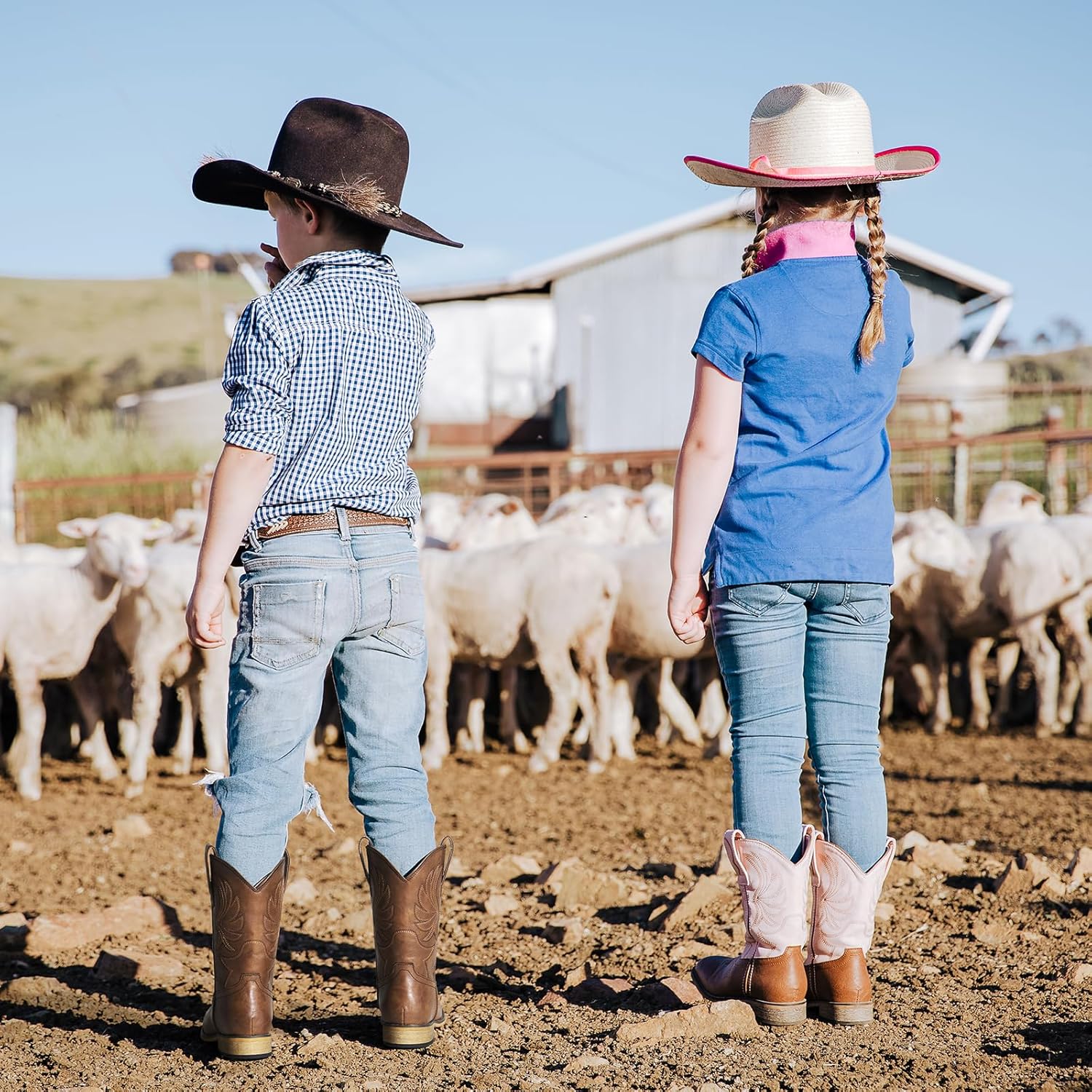 Rollda Kids Cowboy Boots, Stylish Western Square Toe Cowgirl Boots for Boys and...