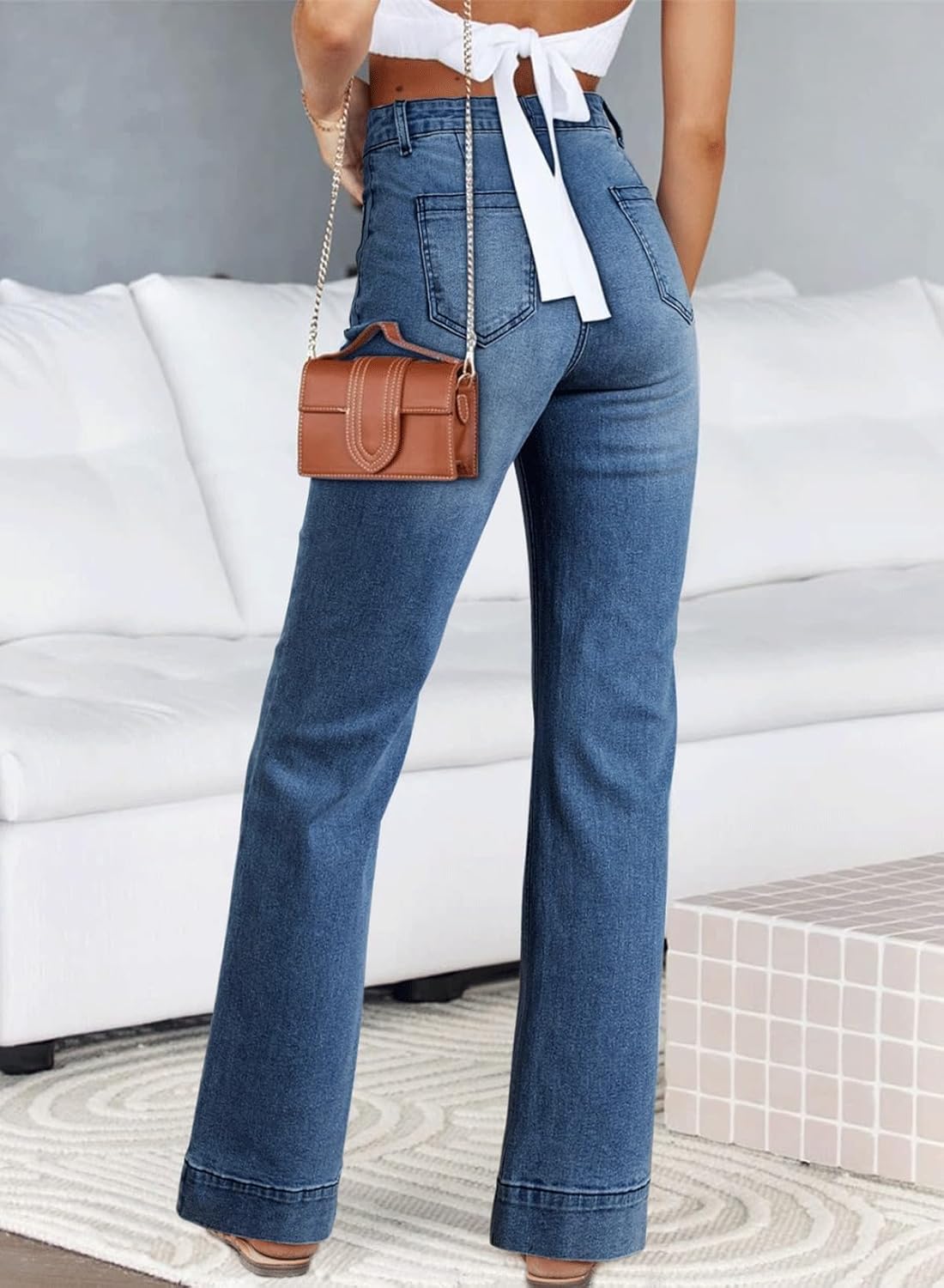 Astylish Women's Wide Leg Jeans High Waisted Stretchy Straight Leg Jeans Loose T...