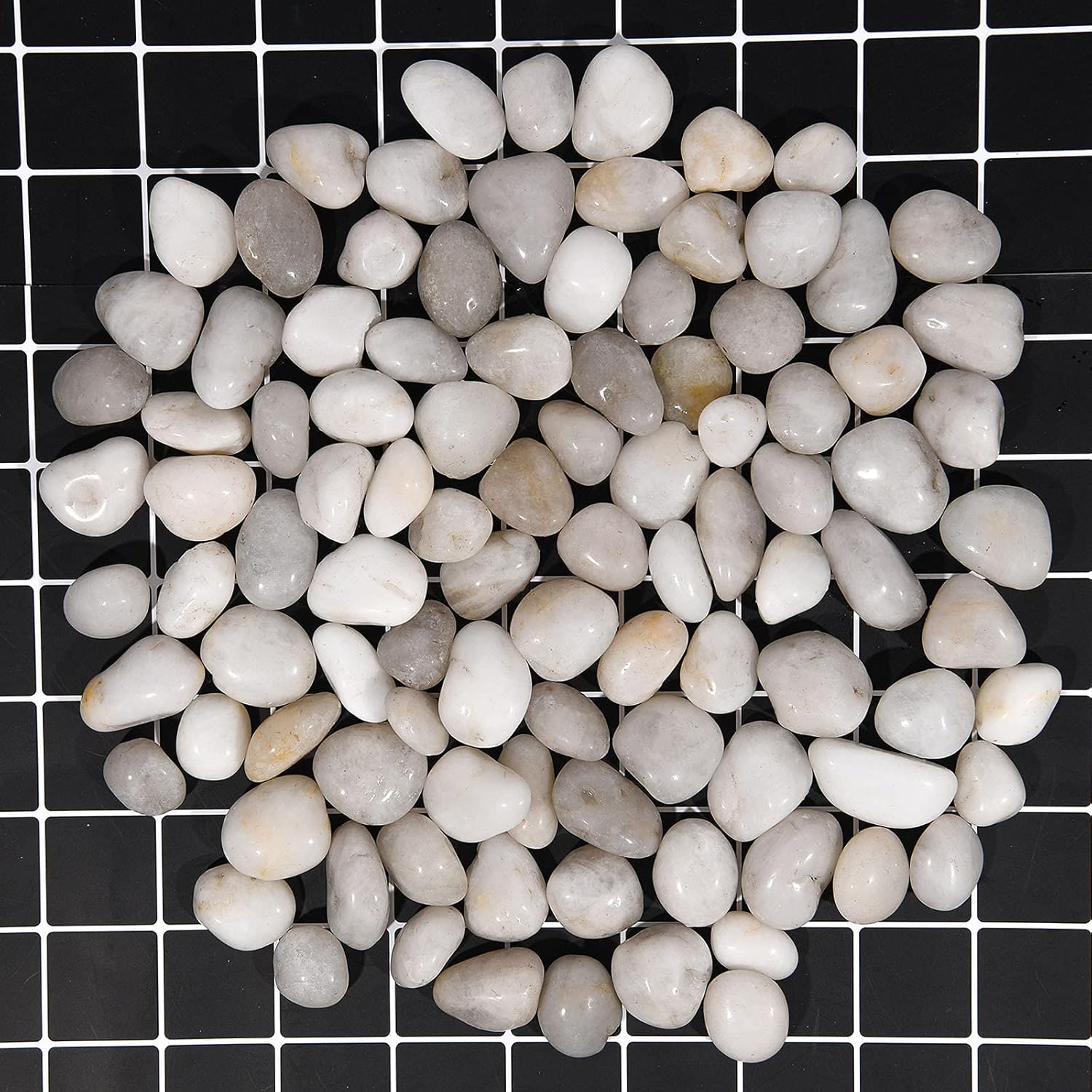 3.96 lb White Decorative Stones,Natural Polished Pebbles for Plant Pots,River Ro...