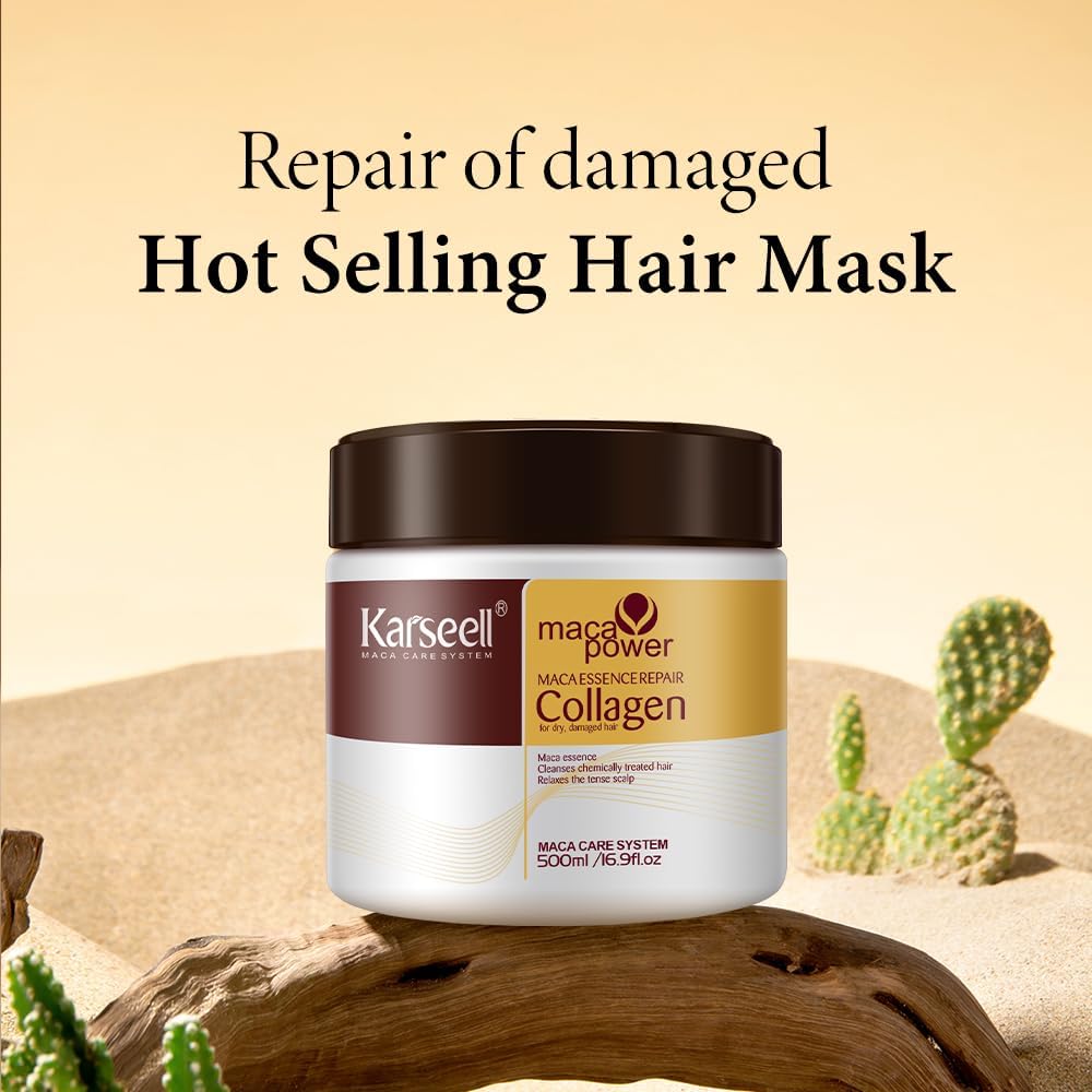 Karseell Collagen Hair Mask Maca Power, Deep Repair Hair Treatment Mask for Dry...