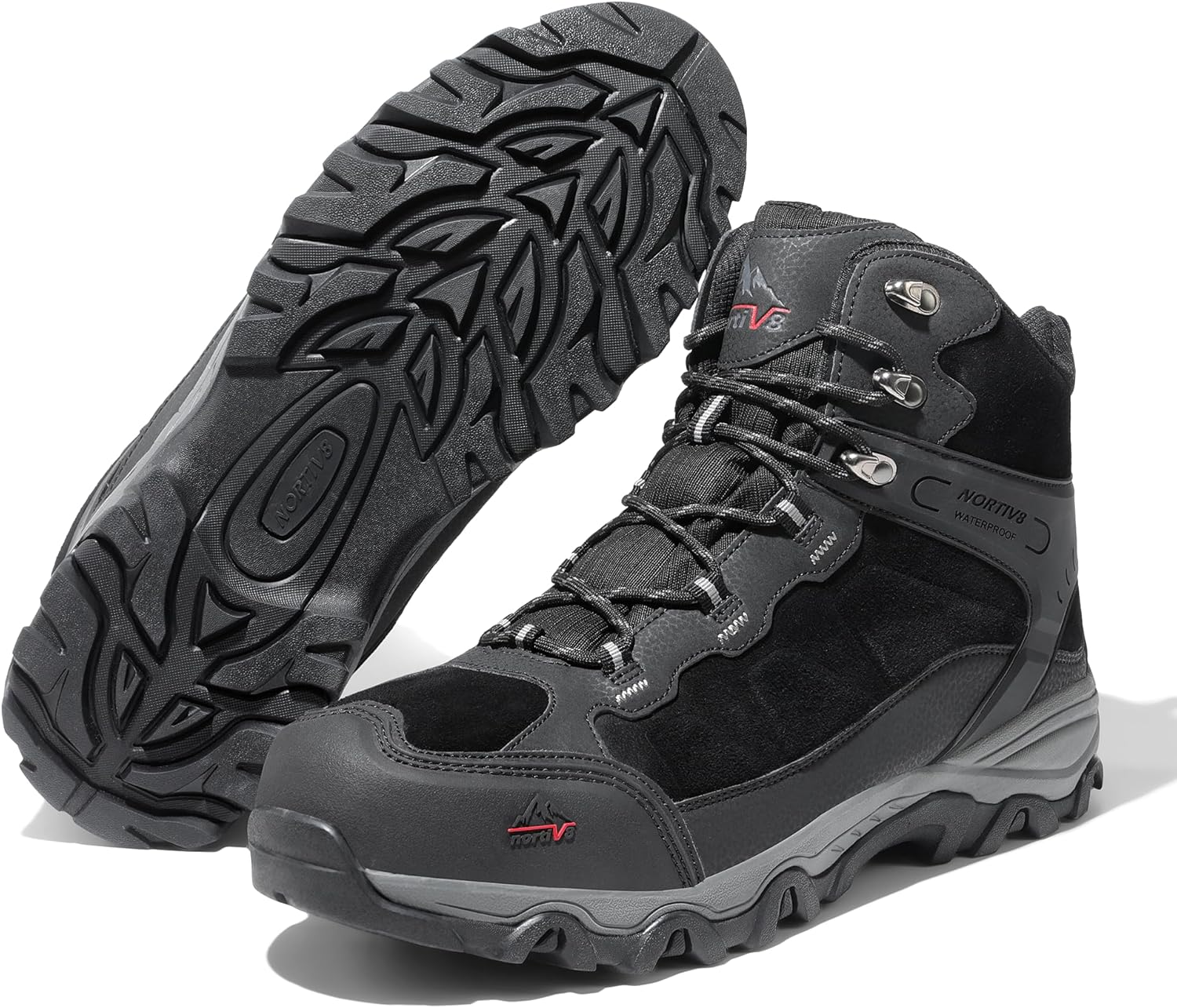 NORTIV 8 Men's Waterproof Hiking Boots Outdoor Mid Trekking Lightweight Mountain...
