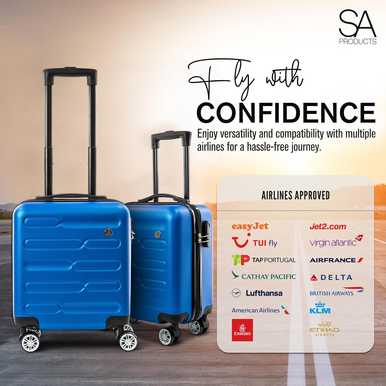 SA Products Cabin Suitcase, Easy Jet 45x36x20 Cabin Bag | Lightweight Hard Shell...