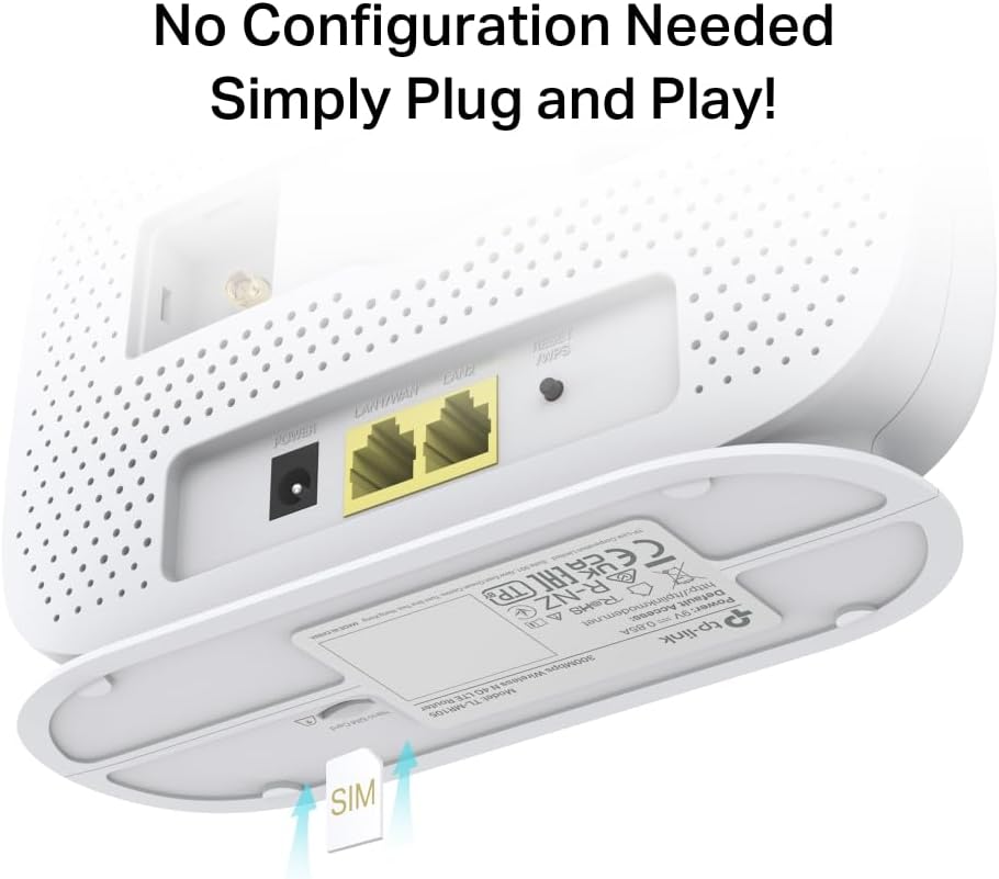TP-Link TL-MR105 WiFi 4G Router with Free SIM Card, N300Mbps Wireless 4G Cat4 LT...