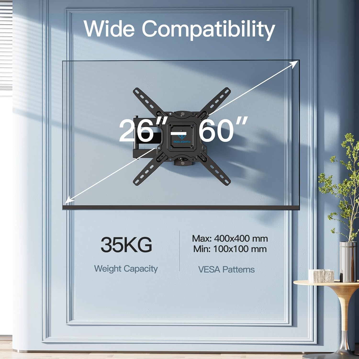 PERLESMITH TV Wall bracket for most 26-60 inch Plasma & Curved TV up to 35kg, Un...