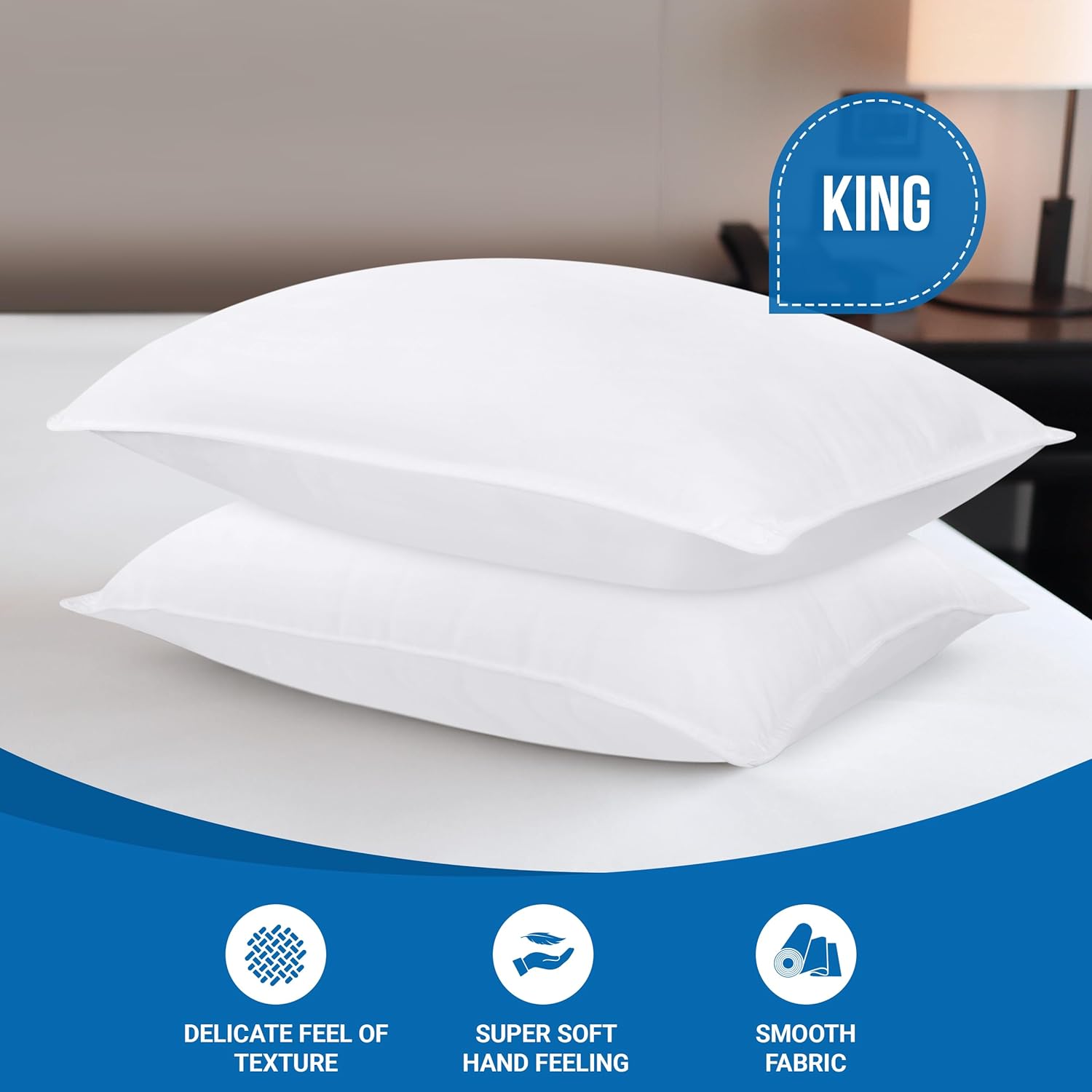 Utopia Bedding Pillows 2 Pack, (Super King Size, White) Hotel Quality Luxury Bed...