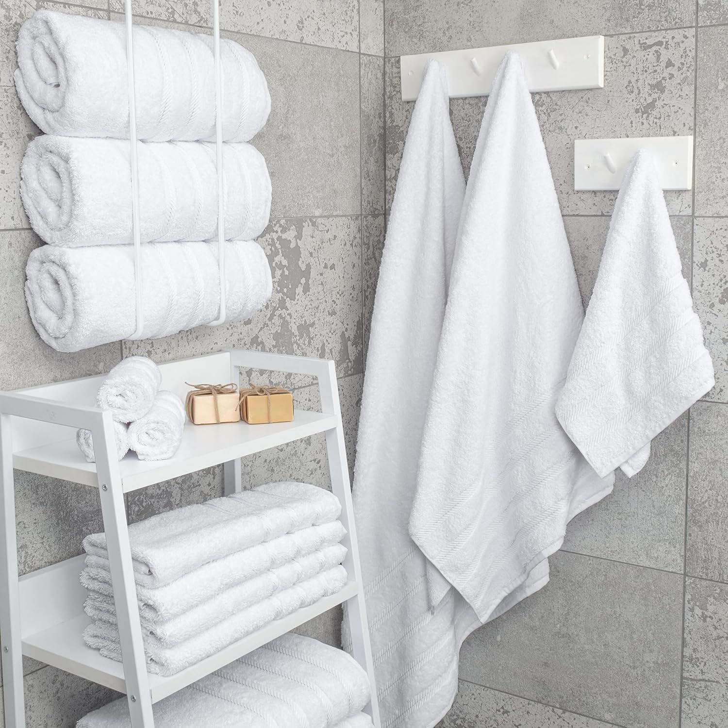 American Soft Linen Luxury 4 Piece Bath Towel Set, 600 GSM 100% Cotton Turkish B...