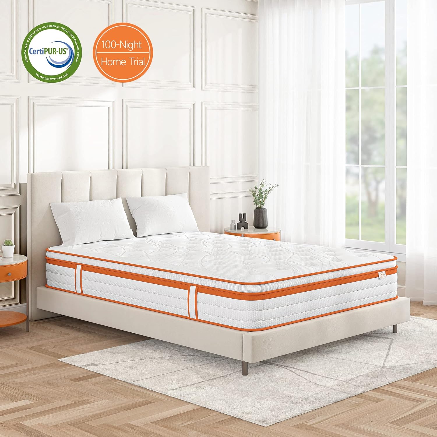 TeQsli 4FT6 Double Mattress, 10.6 Inch Gel Memory Foam Pocket Sprung Hybrid Doub...
