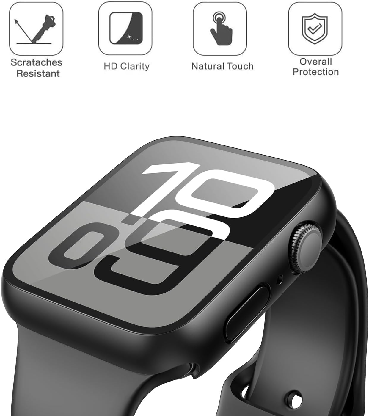 Misxi 2 Pack Tempered Glass Case Compatible for Apple Watch Series 11 (2025) Ser...