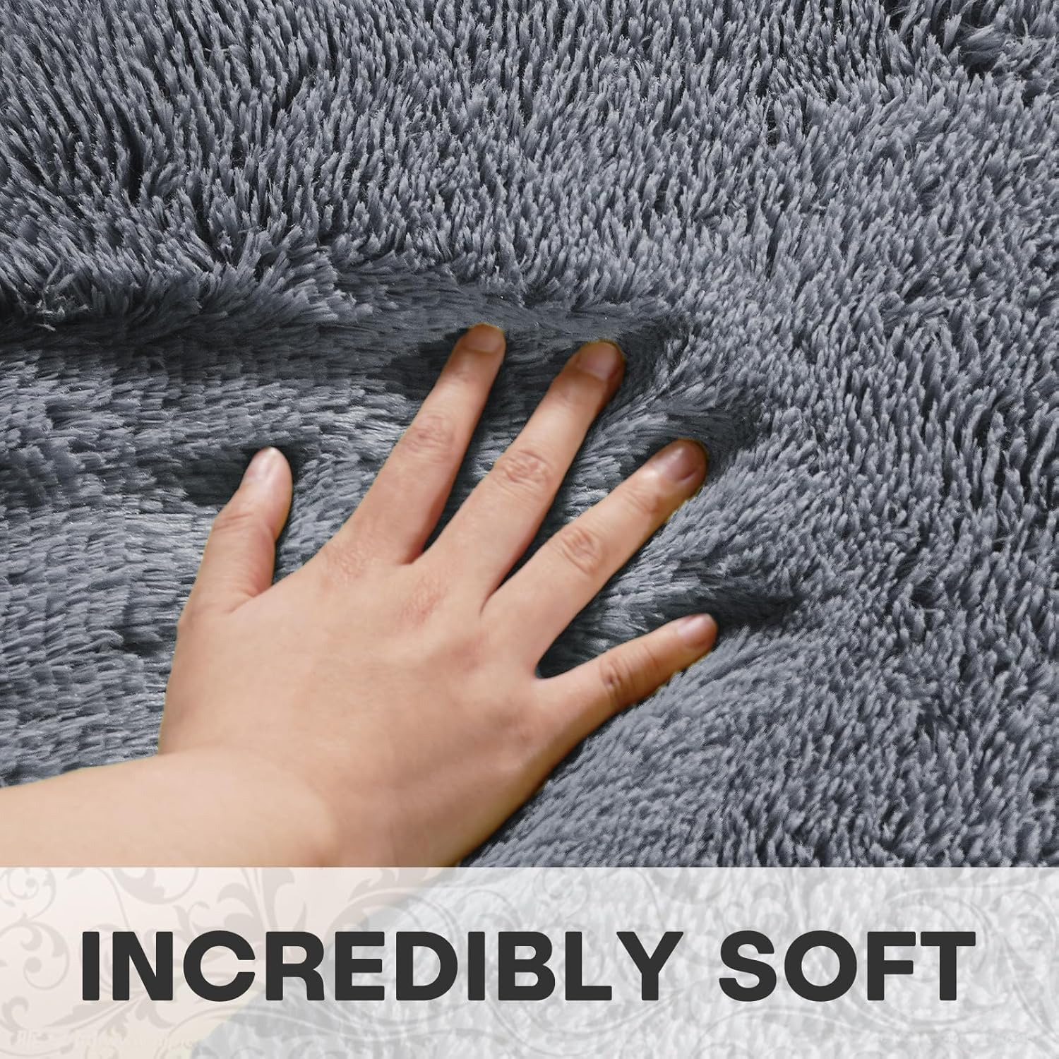 Grey Ultra Soft Floor Carpet, Luxury Fluffy Shag Lounge Area Rug Ideal for Livin...