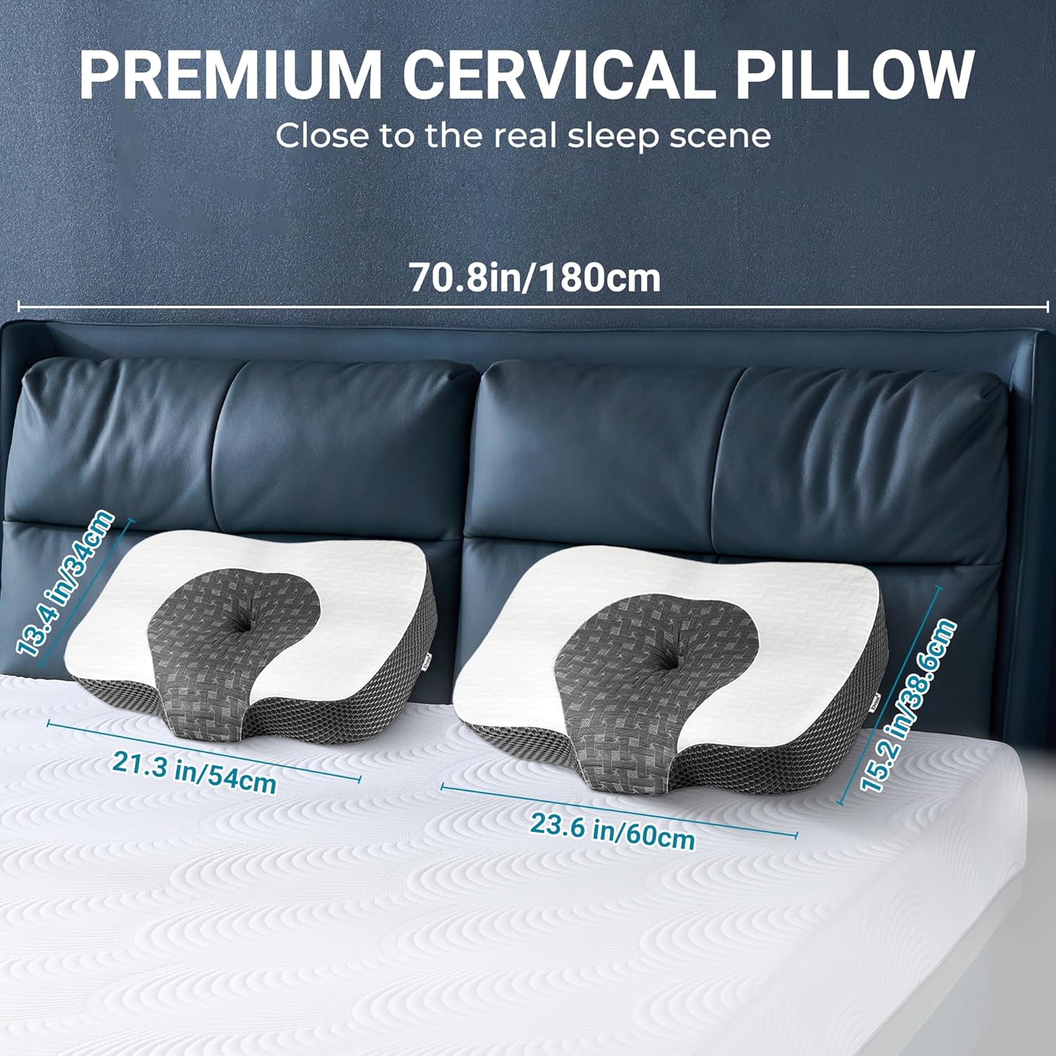Elviros Cervical Memory Foam Neck Pillow for Side Sleeping, Orthopedic Pillows f...