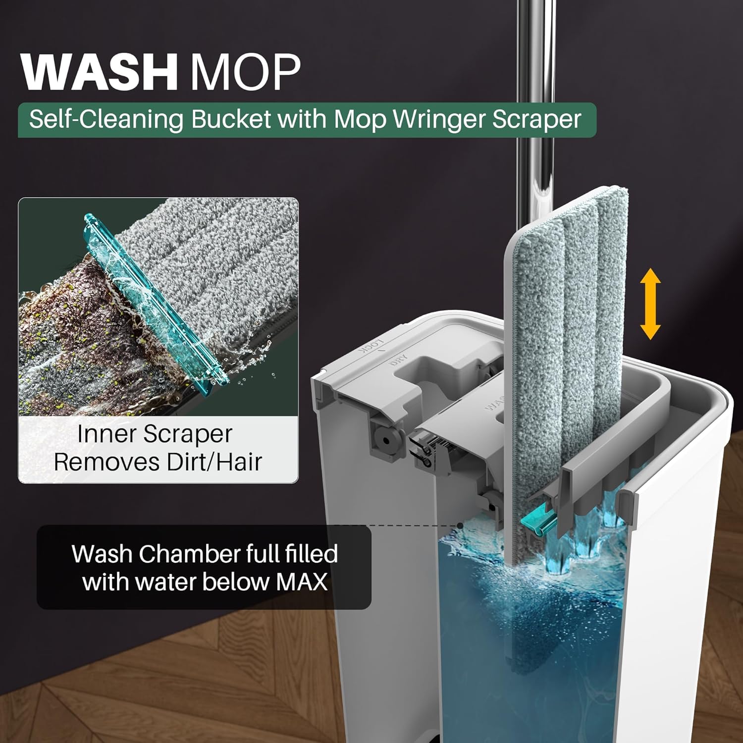 JOYMOOP Mop and Bucket with Wringer Set for Home, Flat Mop and Bucket System, Mo...