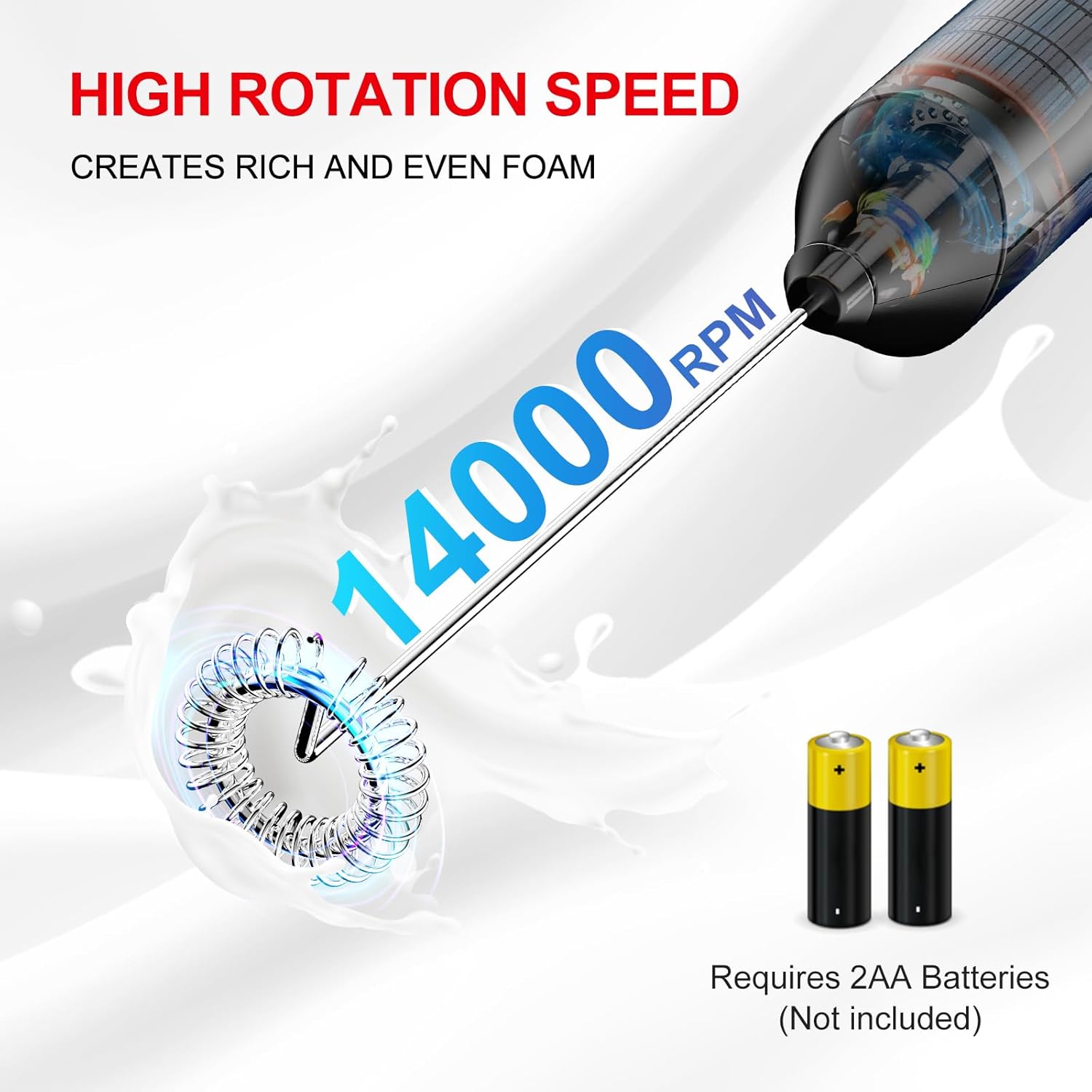 Bonsenkitchen Milk Frother Handheld, Electric Milk Foam Maker with Stainless Ste...