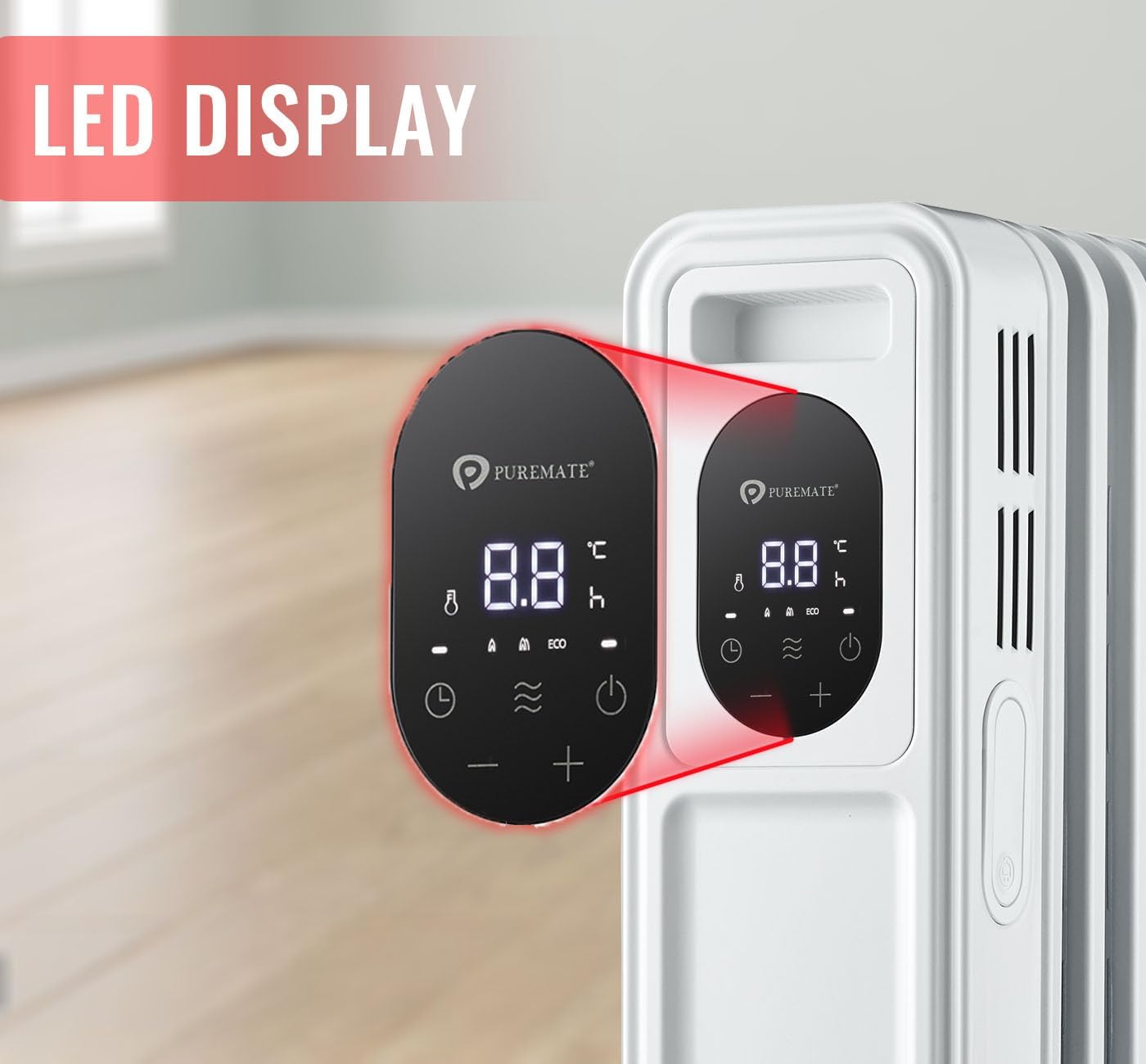 PureMate Oil Filled Radiator, Special Energy Efficient Electric Heater with Remo...