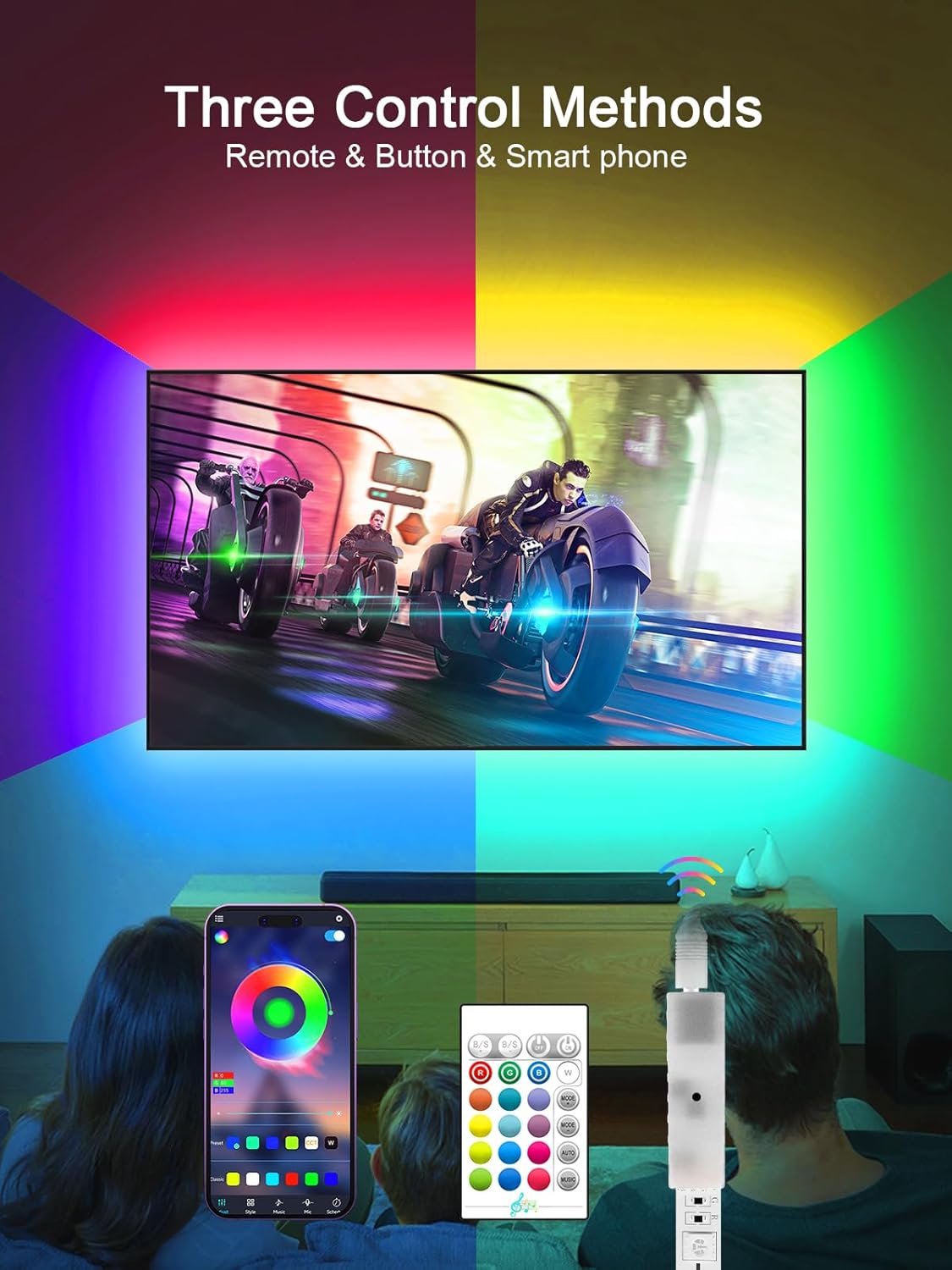 TV Lights, 4m RGB LED Strip Lights for 32-55 Inch TV, Music Sync Bluetooth APP a...