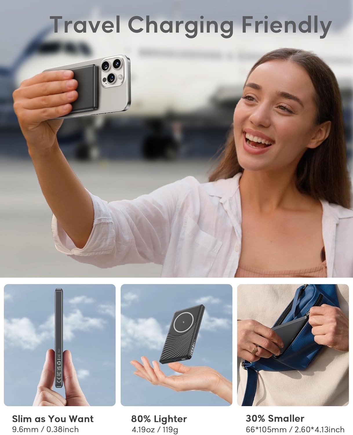 Power Bank for Magsafe, 2026 Ultra Slim 5000mAh 20W Fast Charging Powerbank Wire...