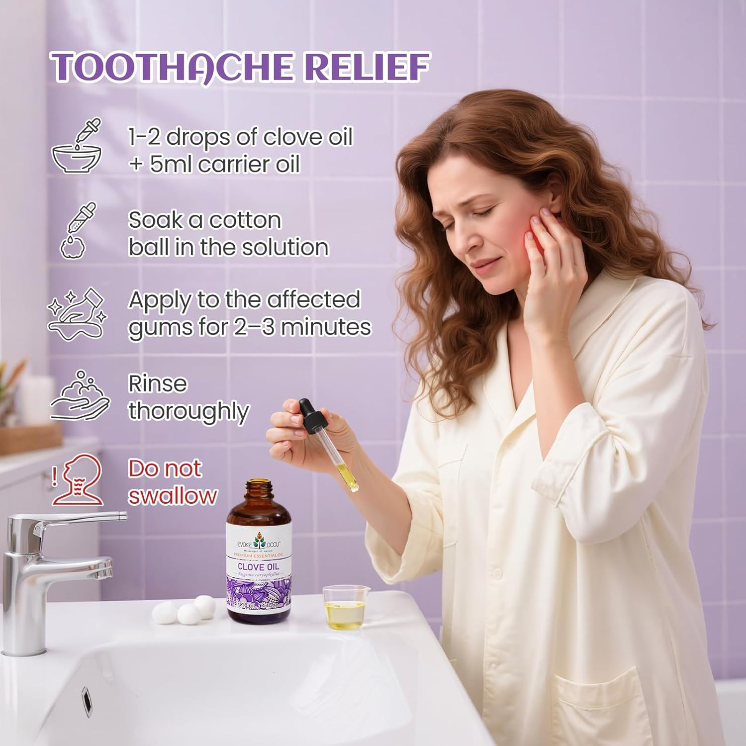 Premium EVOKE OCCU Clove Oil, Unique Oil for Toothache Pain Relief, High-Quality...