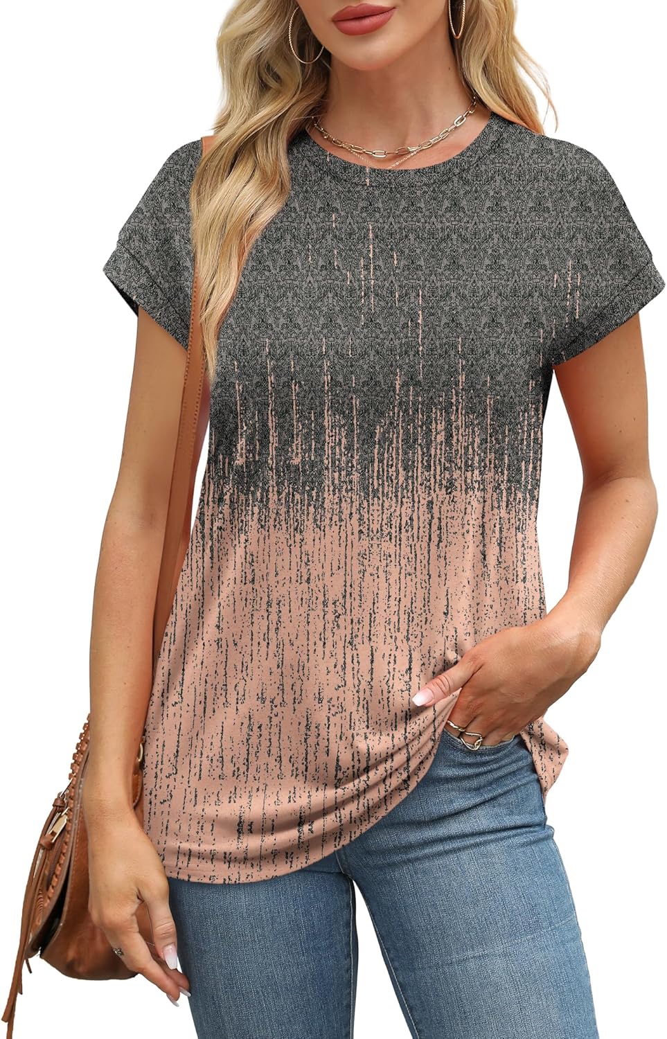 Alaroo Womens Summer Tops Short Sleeve Shirts Crew Neck Cute Trendy Tunic Blouse...