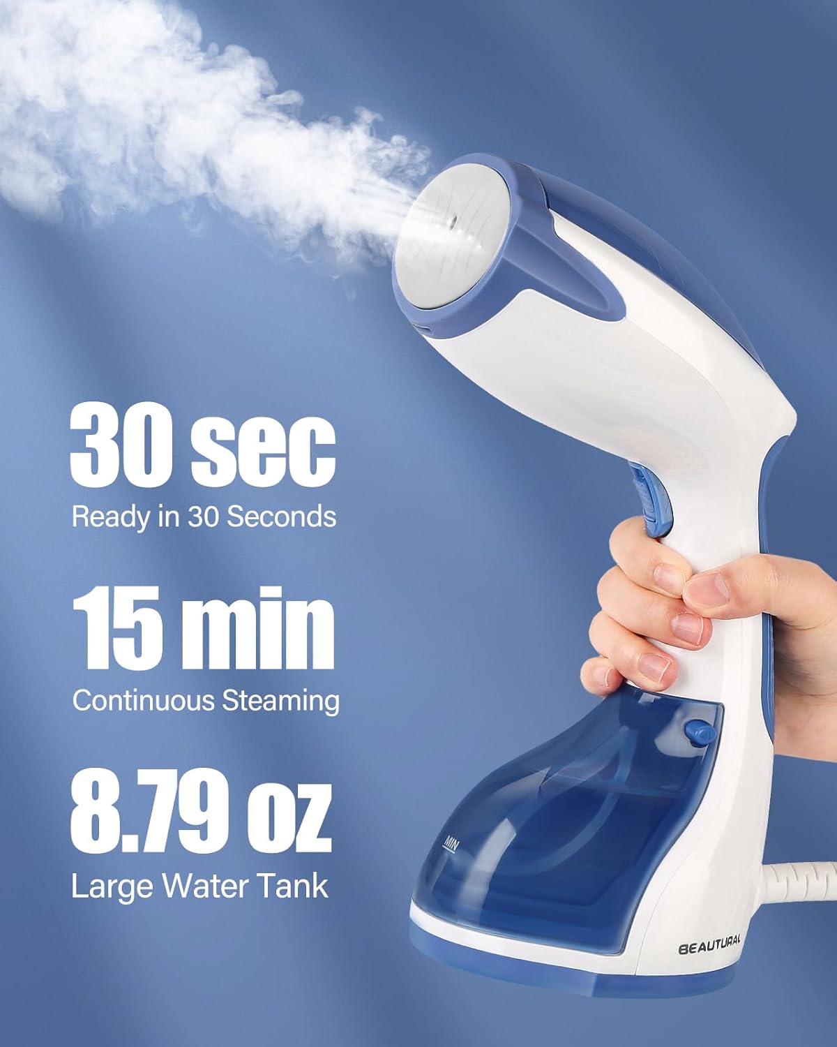 BEAUTURAL Clothes Steamer, Portable Handheld Garment Fabric Wrinkles Remover, 30...
