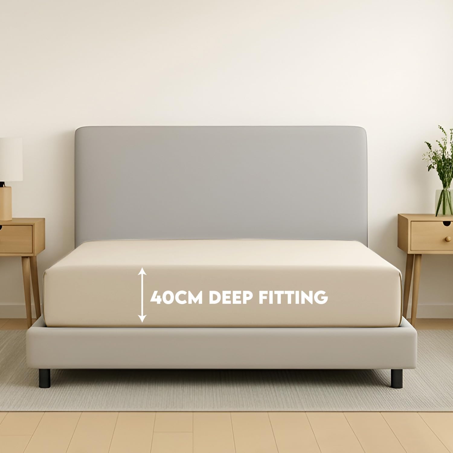 Moonlight Bedding Fitted Sheet 40 Cm Extra Deep Pocket Bed Sheets 16 inch Ultra...