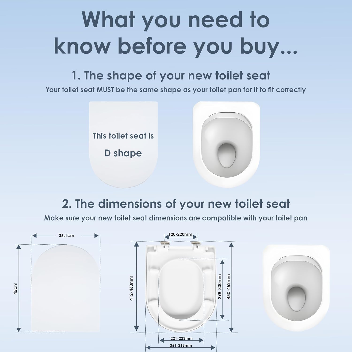 AQUALONA® Premium Thermoplastic Toilet Seat Soft Close Hardwearing Seat with Two...