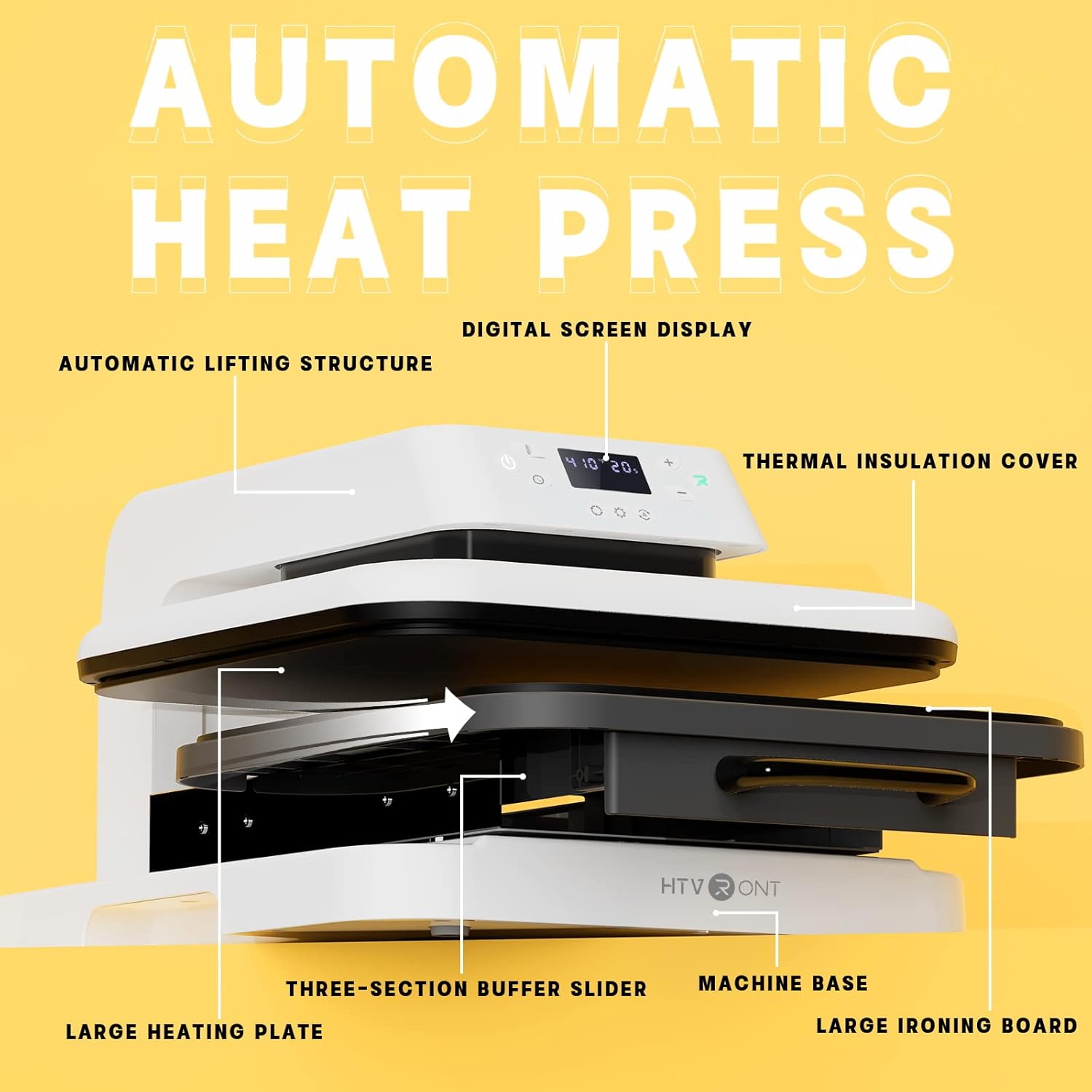 HTVRONT Auto Heat Press Machine for T Shirts - 15x15 Smart T Shirt Press Machine...