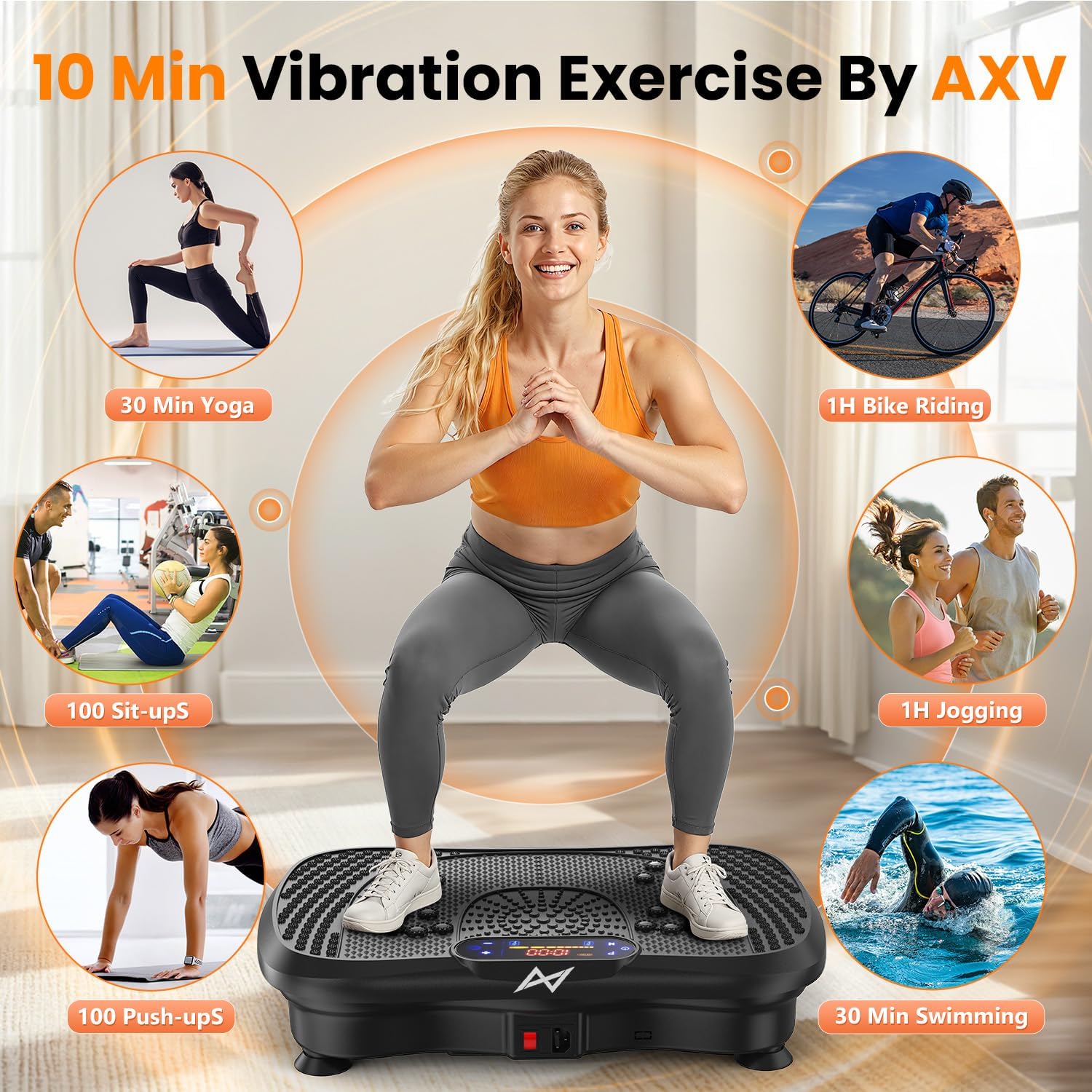 AXV Vibration Plate Fitness Platform Exercise Machine Vibrating Shaking Full Bod...
