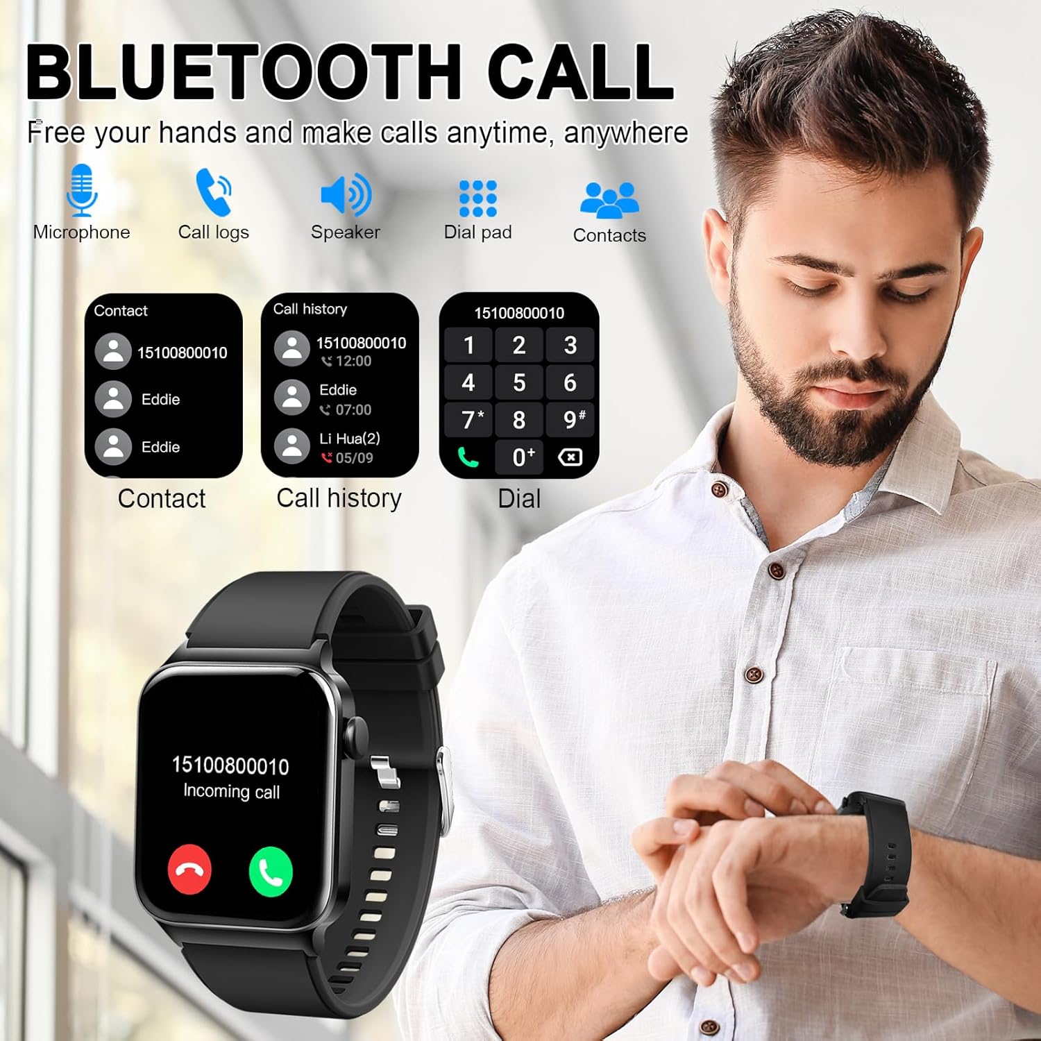 Smart Watch for Men Women, 1.85" Smart Watches Answer/Make Calls, 100+ Sport Fit...