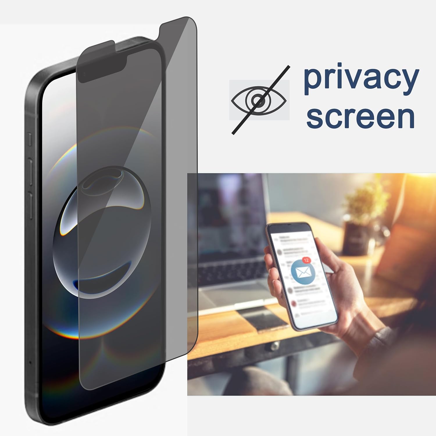 Ailun Privacy Screen Protector for iPhone 16e / iPhone 14 / iPhone 13 / iPhone 1...