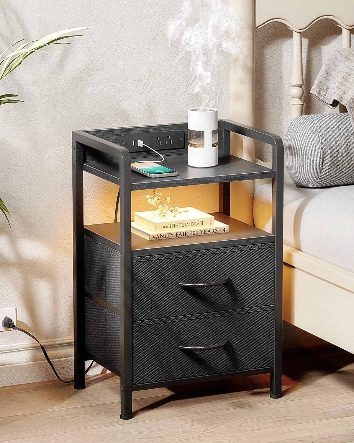 High-Quality Night Stand, Innovative Nightstand Bedside Charger, Special Bedroom...