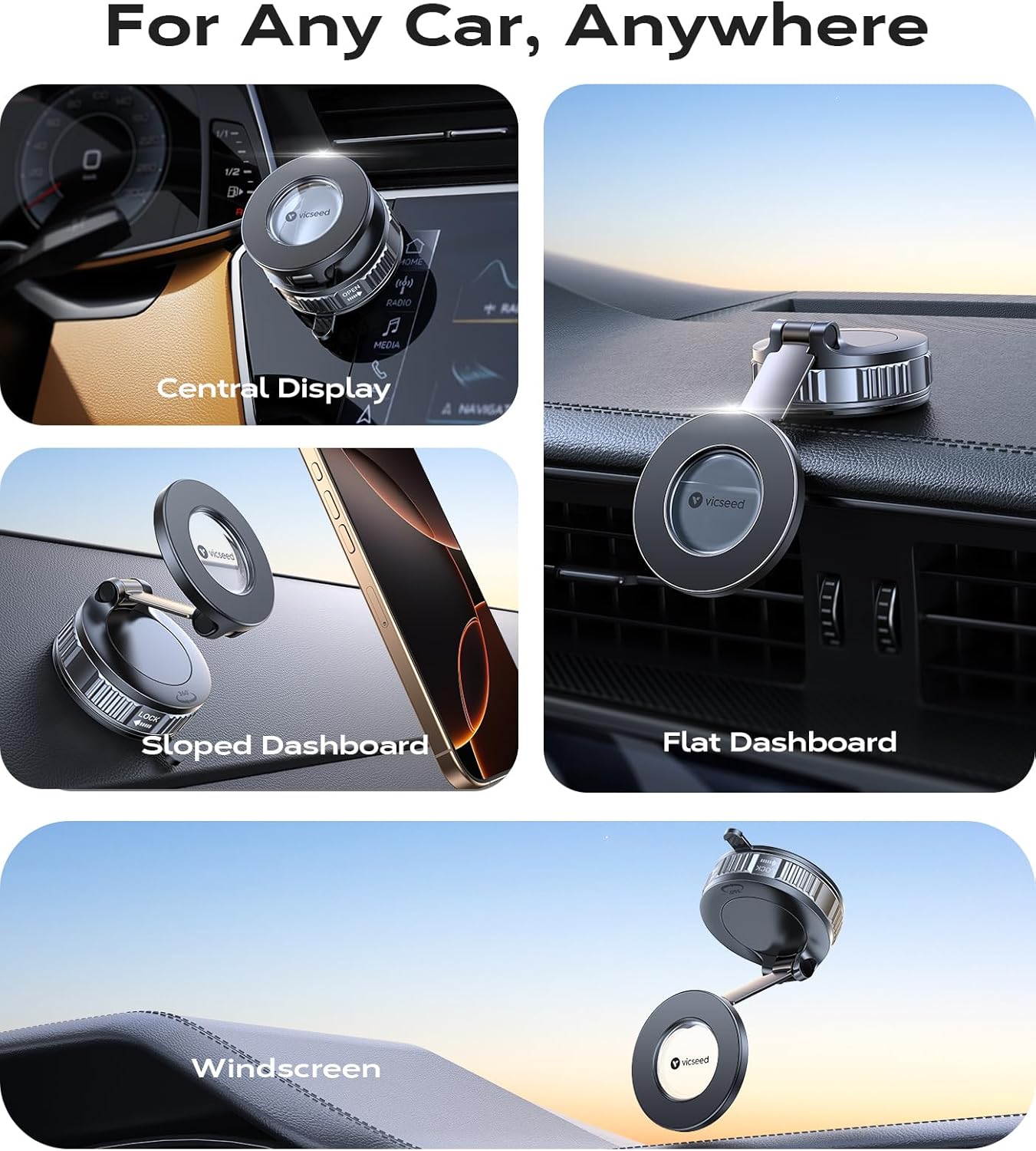 VICSEED for Magsafe Car Mount Vacuum Magnetic Phone Holder for Cars [55+KG Ultra...