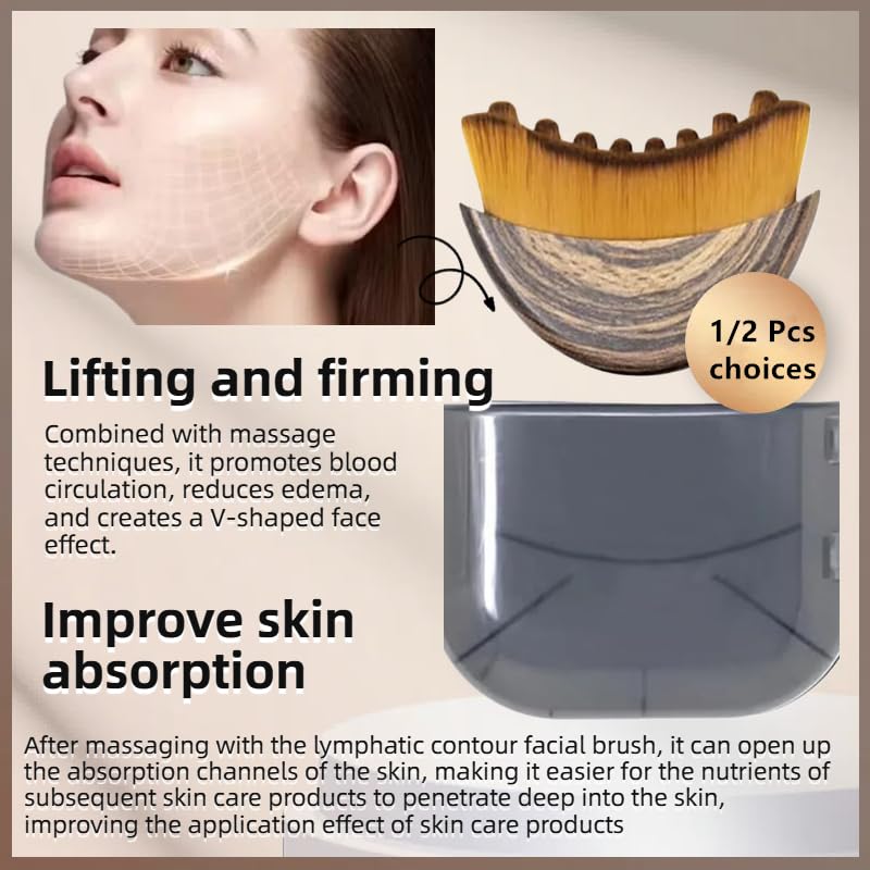 Special Lymphatic Contour Face Brush, Unique Brush for Sculpting and Anti-Puffin...