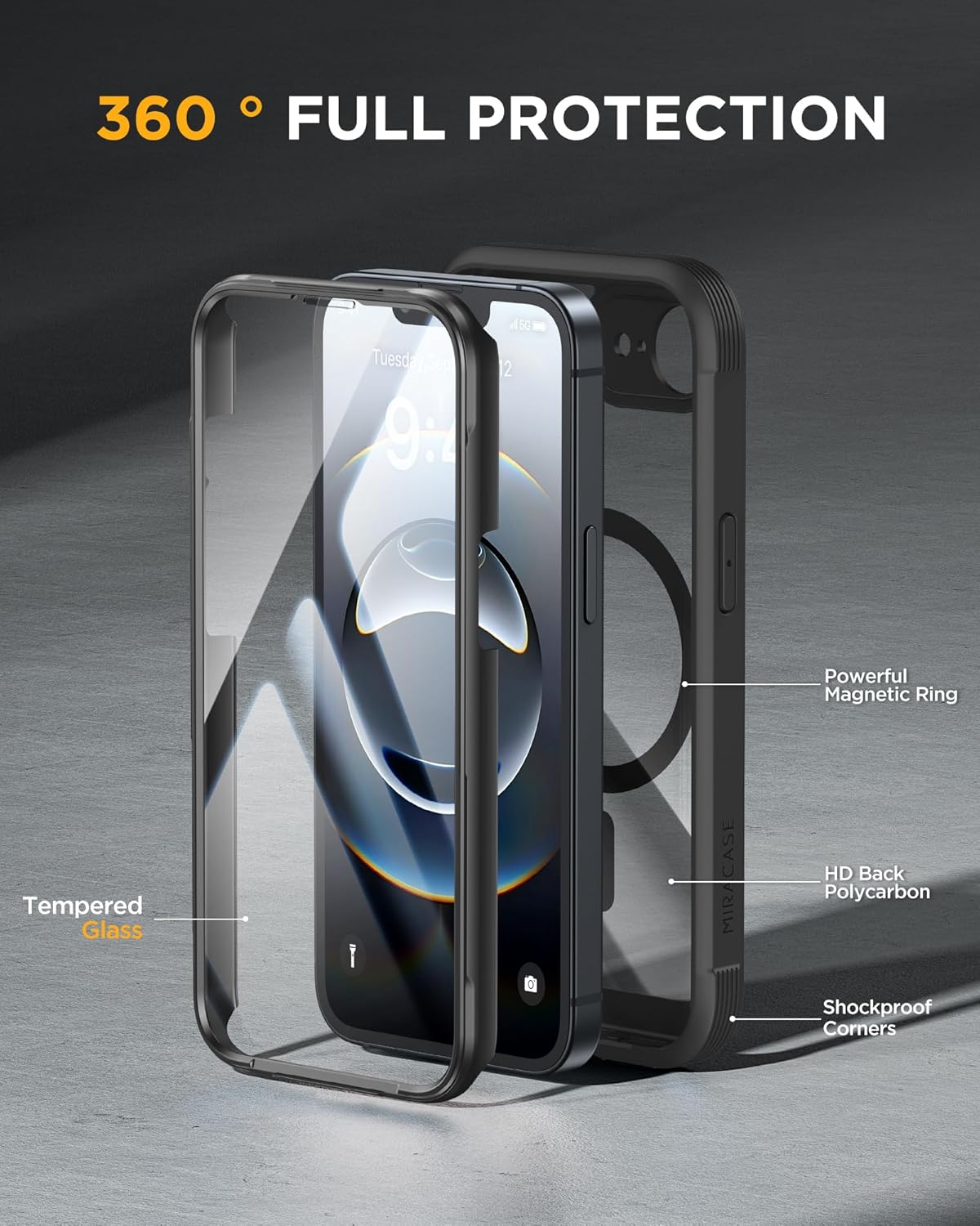 Miracase Magnetic Case for iPhone 16e Case 6.1-Inch 2025, [Built-in 9H Tempered...
