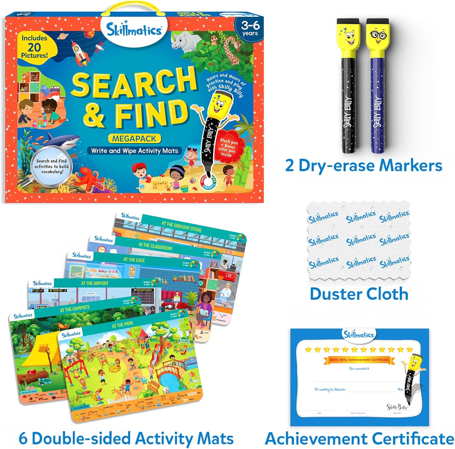 Skillmatics Search and Find Megapack - Reusable Preschool Learning Activities, V...