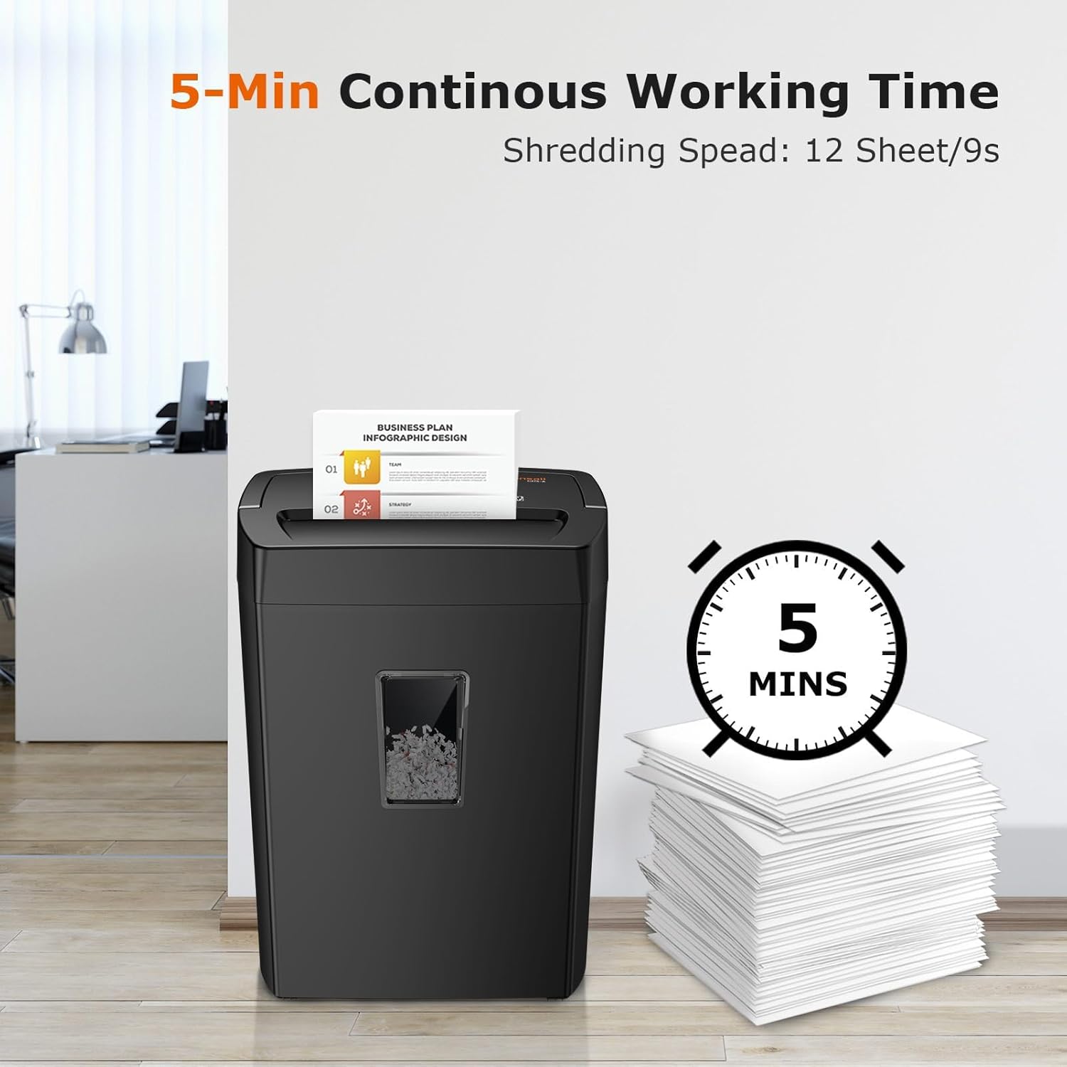 Bonsaii 12-Sheet Cross Cut Paper Shredder, Home Heavy Duty Shredder, P4 Security...