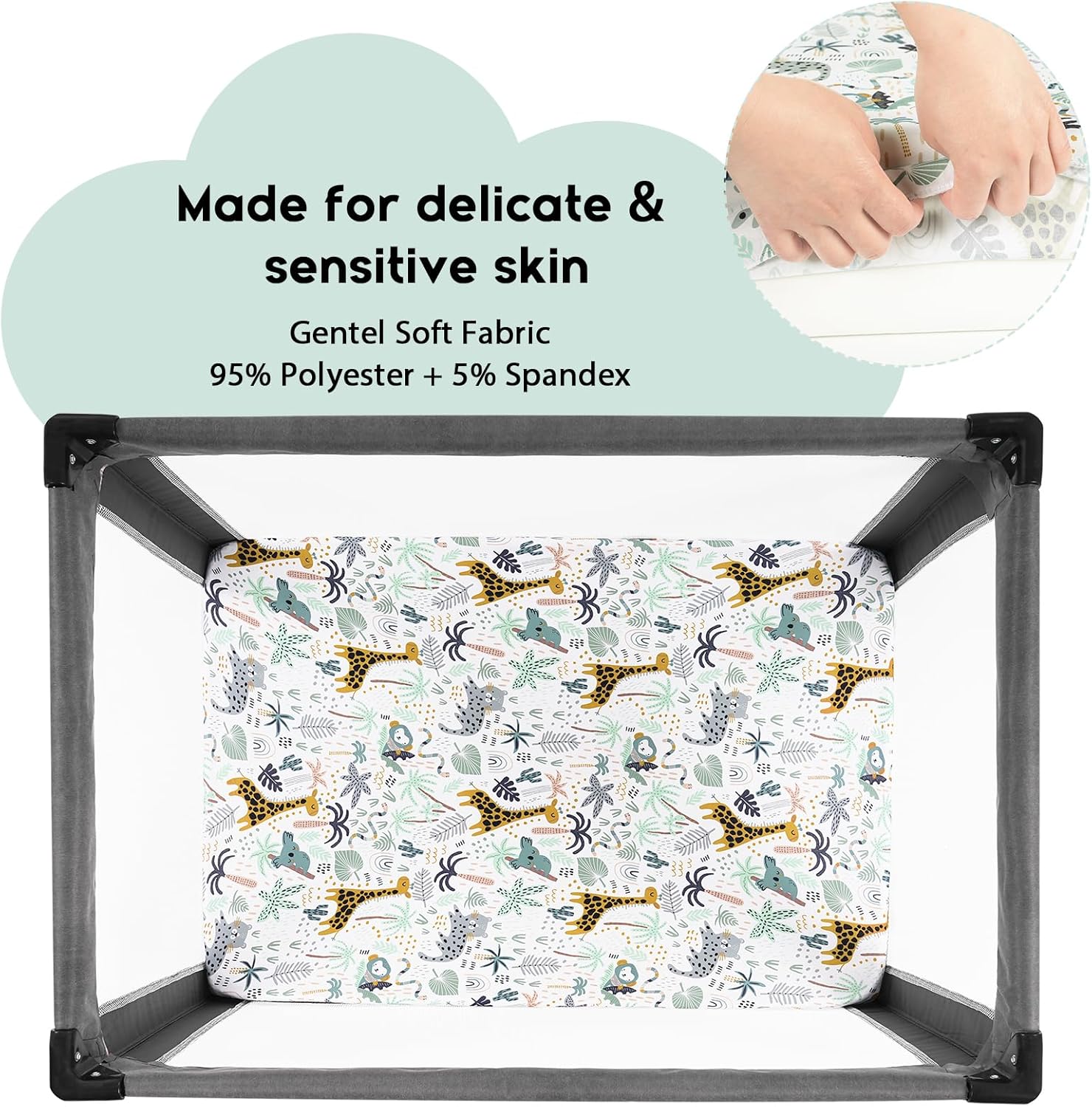 Yoofoss Cozy & Breathable Travel Cot Mattress Sheets - 95 x 65cm Fitted Sheet 2...