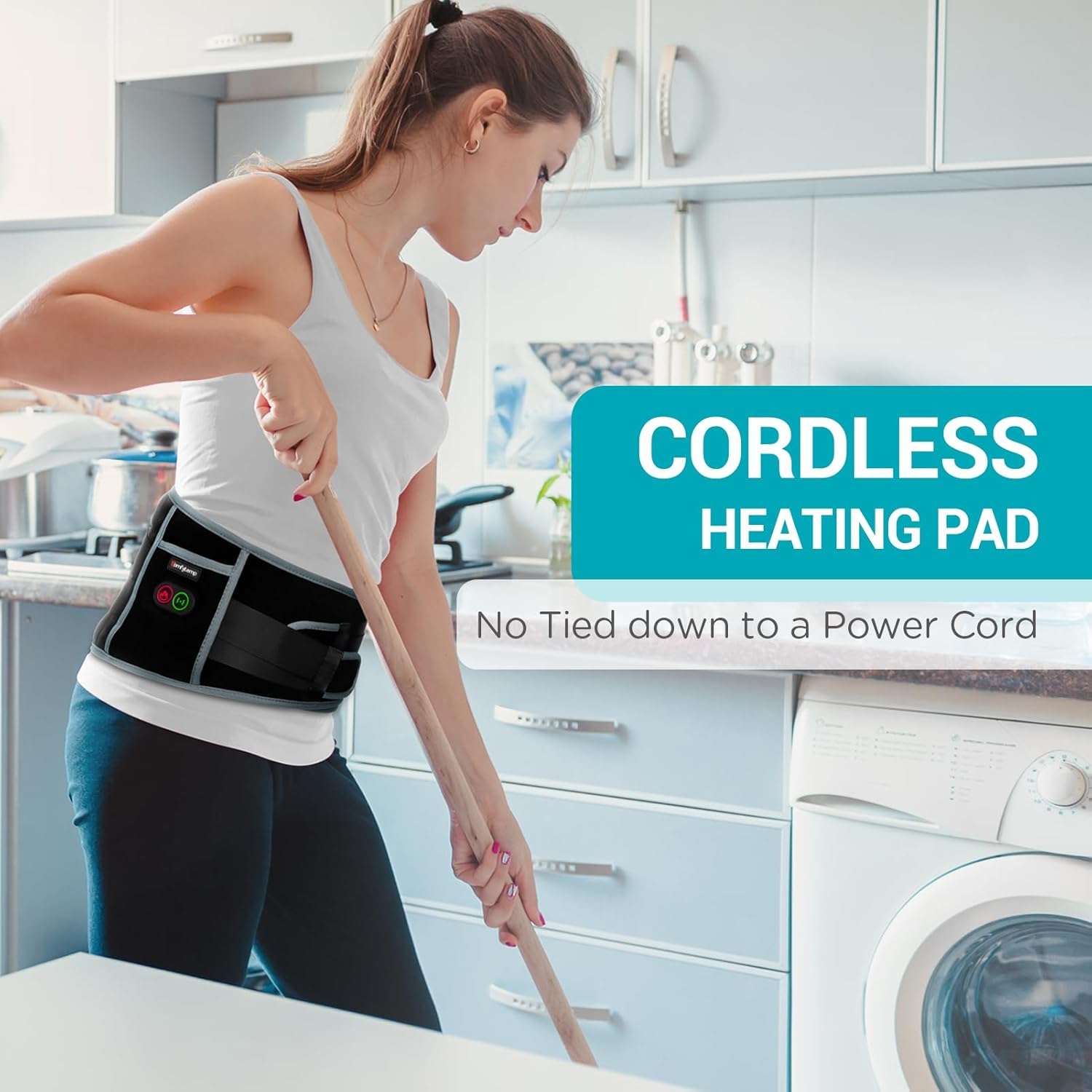 Comfytemp Cordless Heating Pad with Massager for Back, Portable Lower Back Massa...