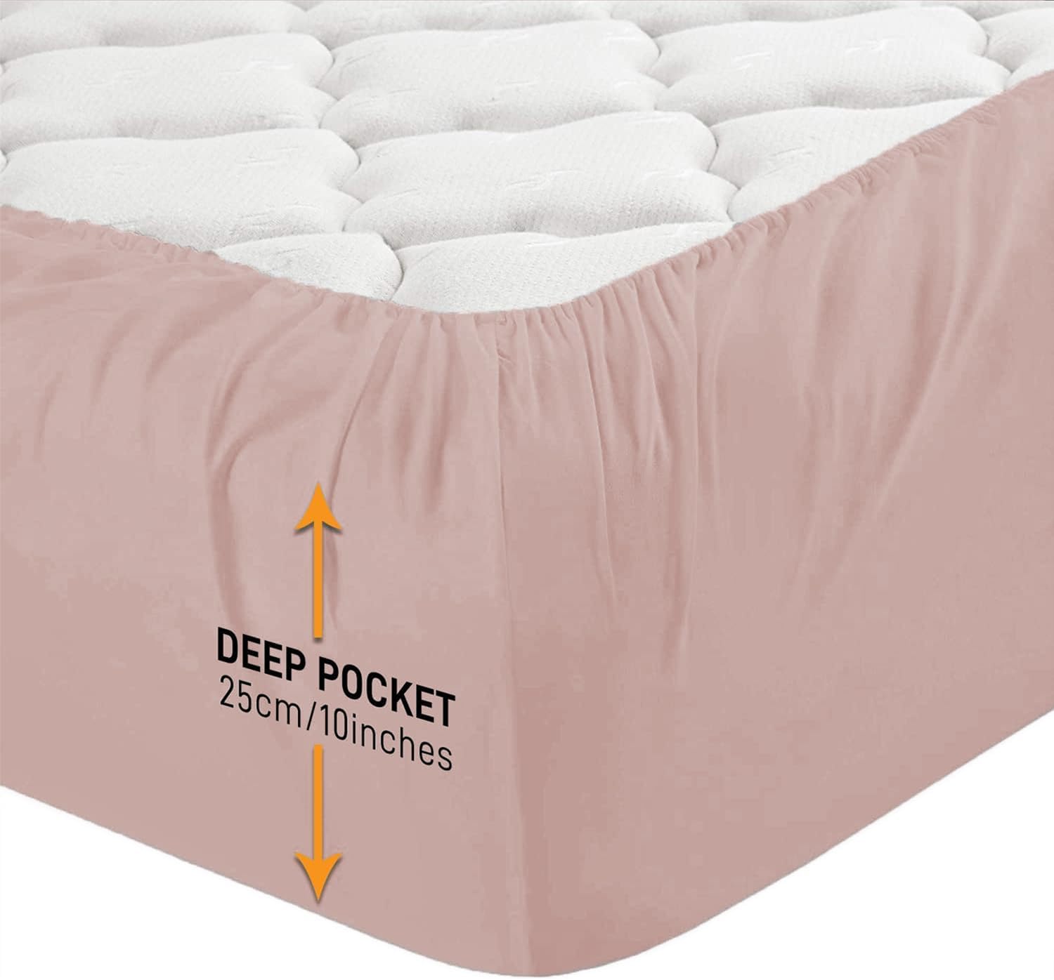Fitted Sheet 25 cm Deep Brushed Microfiber Ultra Soft No-Iron Wrinkle-Resistant...