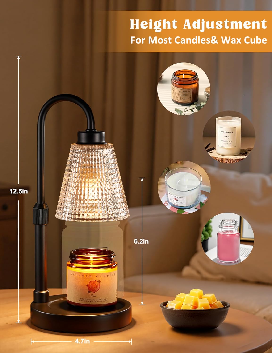 Innqoo Candle Warmer Lamp with Timer, Dimmable Candle Warmer for Jar Candles, He...