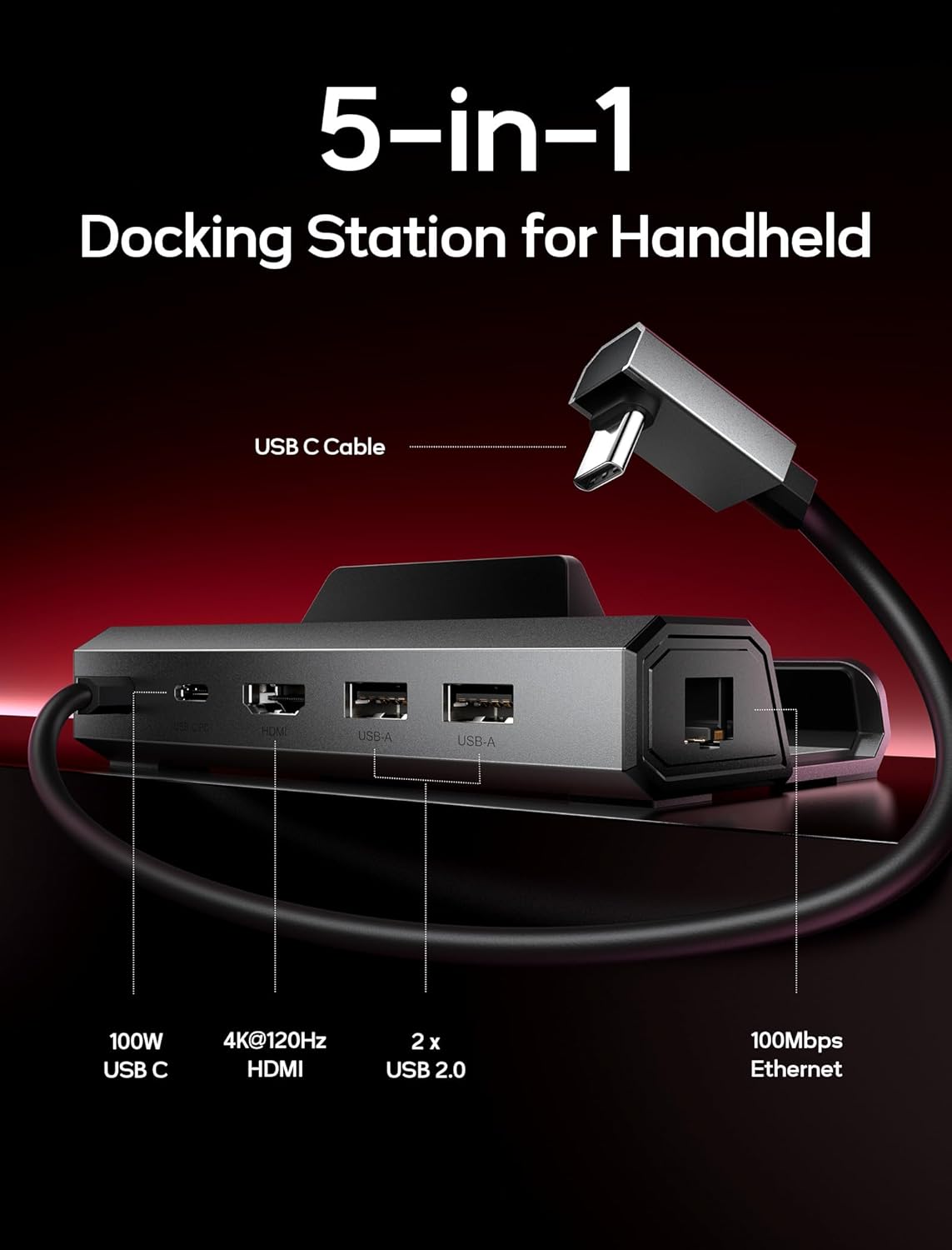 JSAUX Steam Deck Dock 4K@120Hz, 5-in-1 Docking Station for Steam Deck/OLED/ASUS...