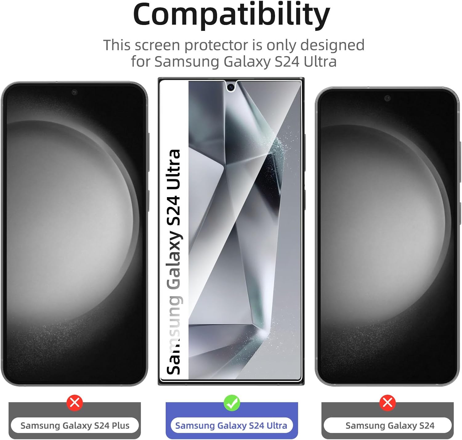 NEW'C 3 Pack Designed for Samsung Galaxy S24 Ultra Screen Protecto, (No for S24/...