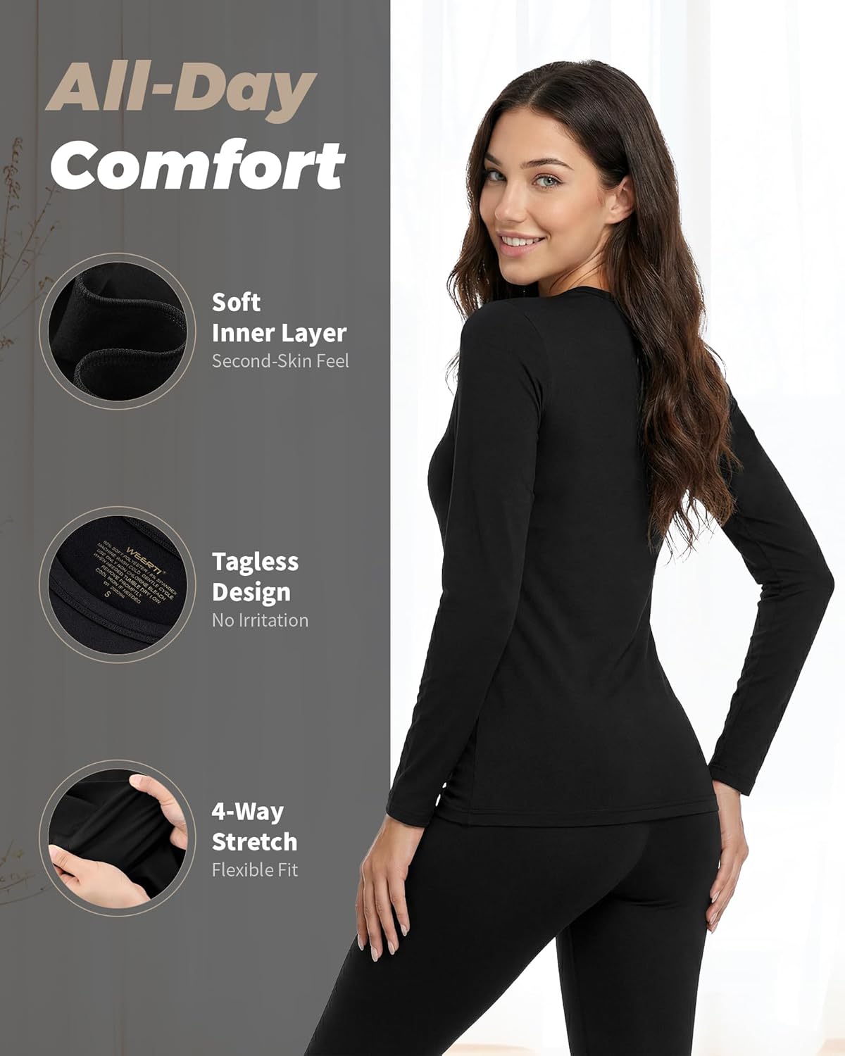 WEERTI Thermal Underwear for Women Long Johns with Fleece Lined Base Layer Women...