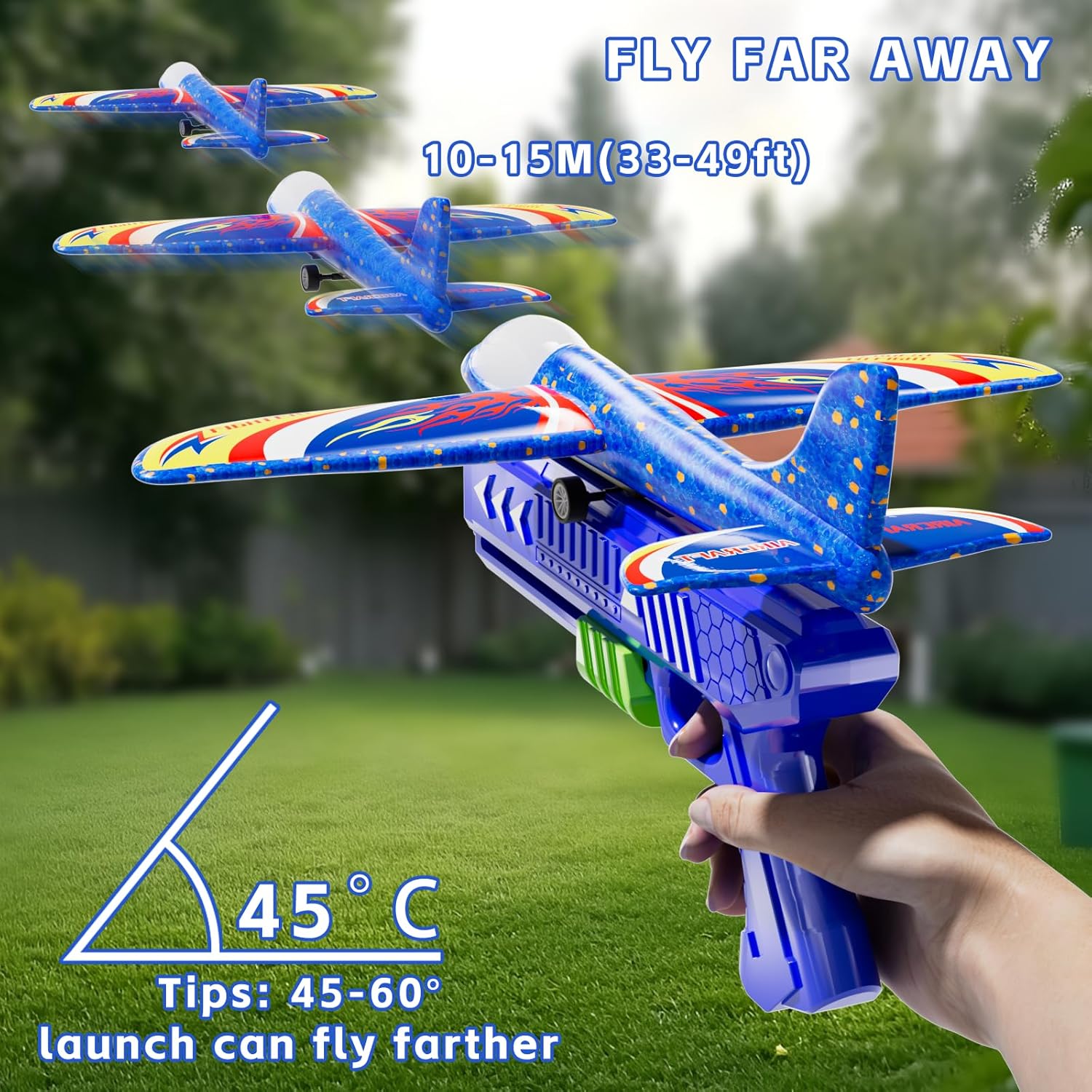Doloowee 3 Pack Airplane Launcher Toys, 12.6 Inch LED Foam Glider Airplane Catap...