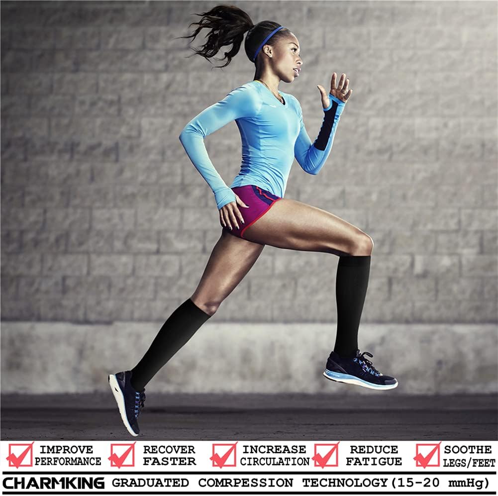 CHARMKING Compression Socks for Women & Men Circulation (8 Pairs) 15-20 mmHg is...