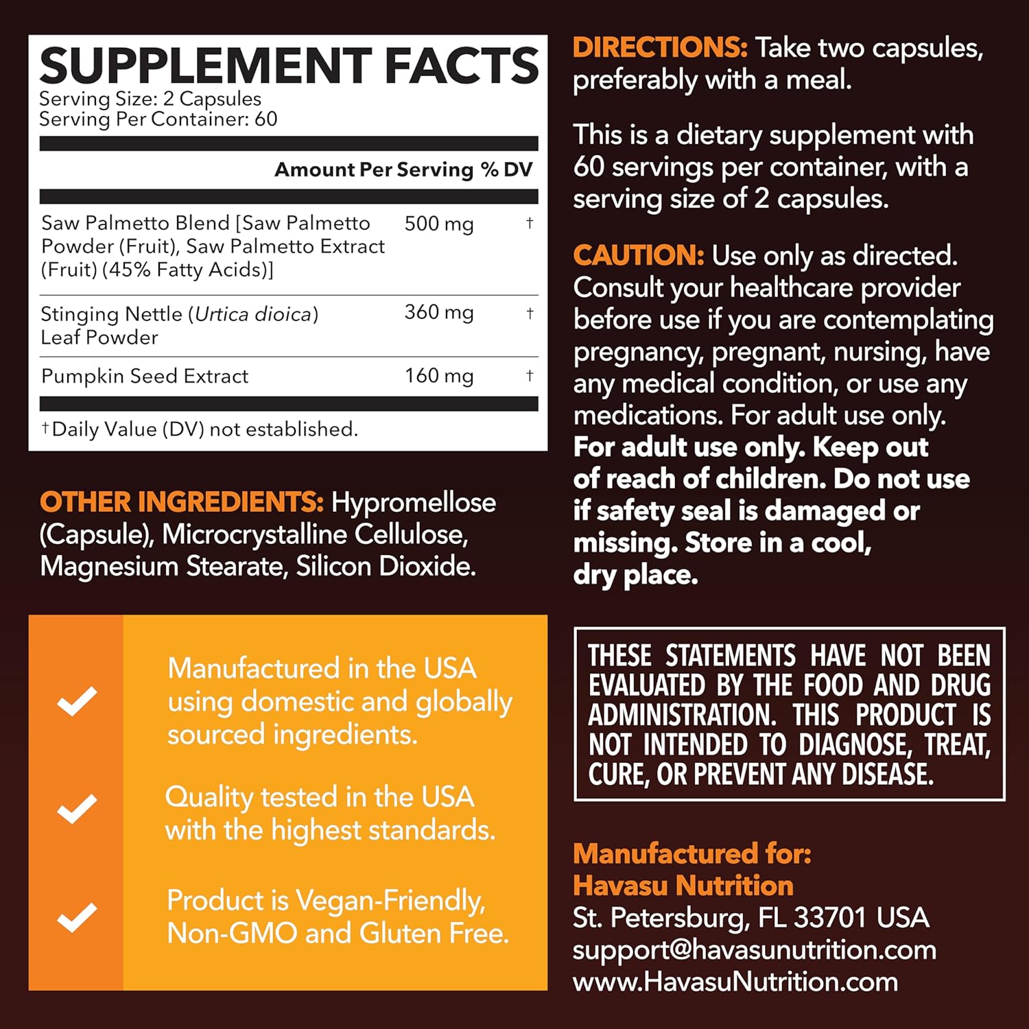 Saw Palmetto Supplement with Stinging Nettle and Pumpkin Seed Extract - Advanced...