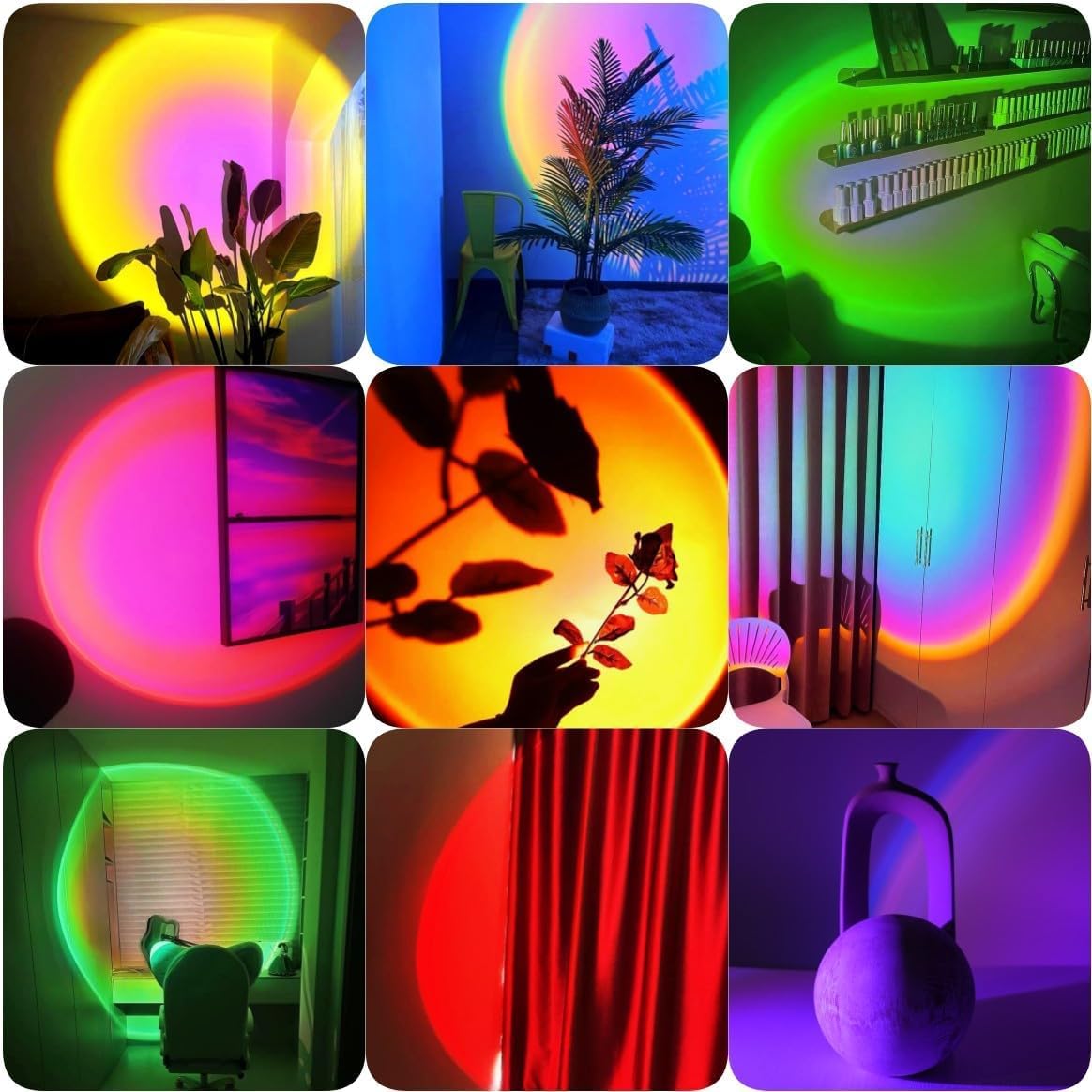 QUIGO Sunset Lamp Projection Led Lights for Bedroom Night Light Sun Sunrise Sunl...