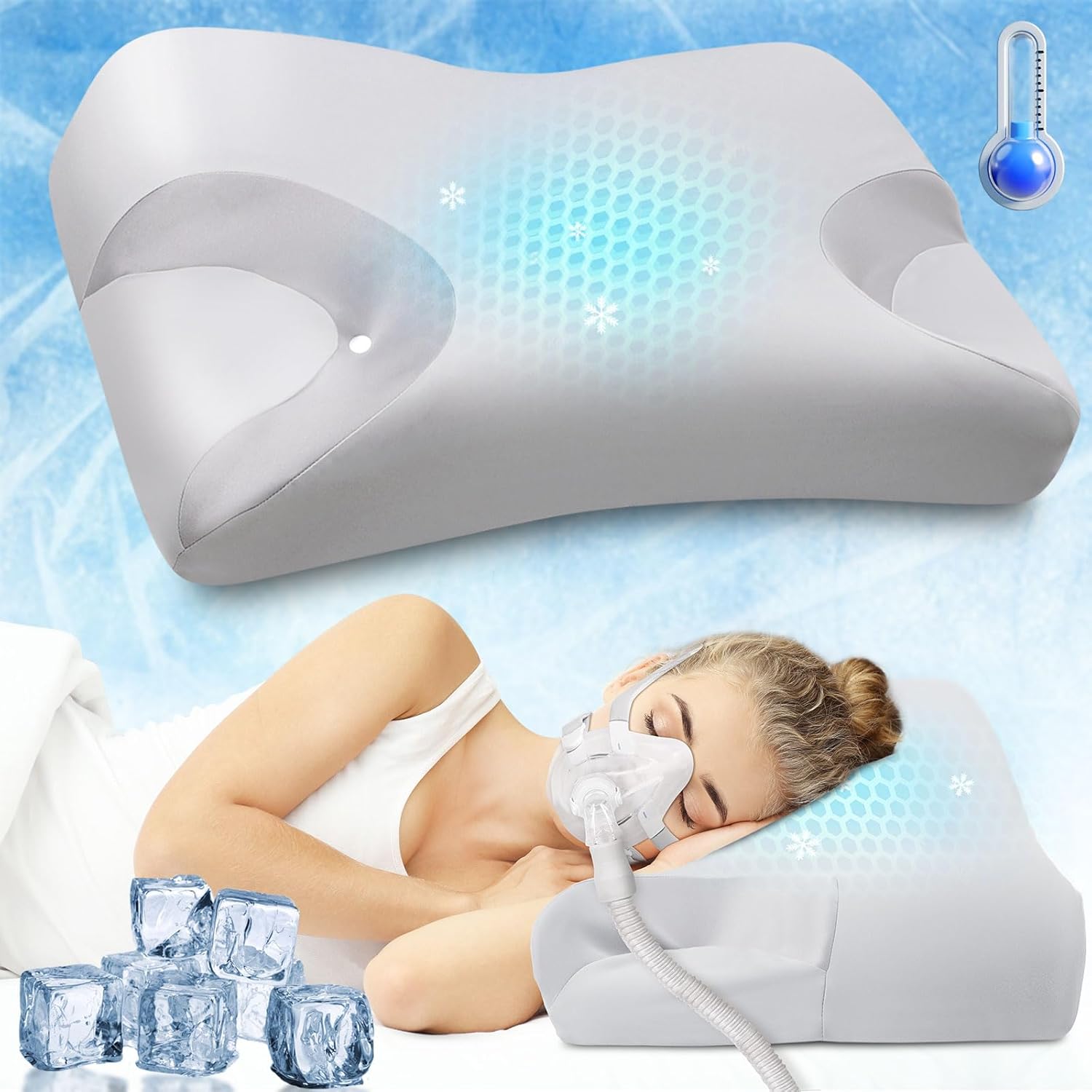CPAP Memory Foam Pillow for Side Sleeper, Sleep Apnea Pillow for Sleeping, CPAP...