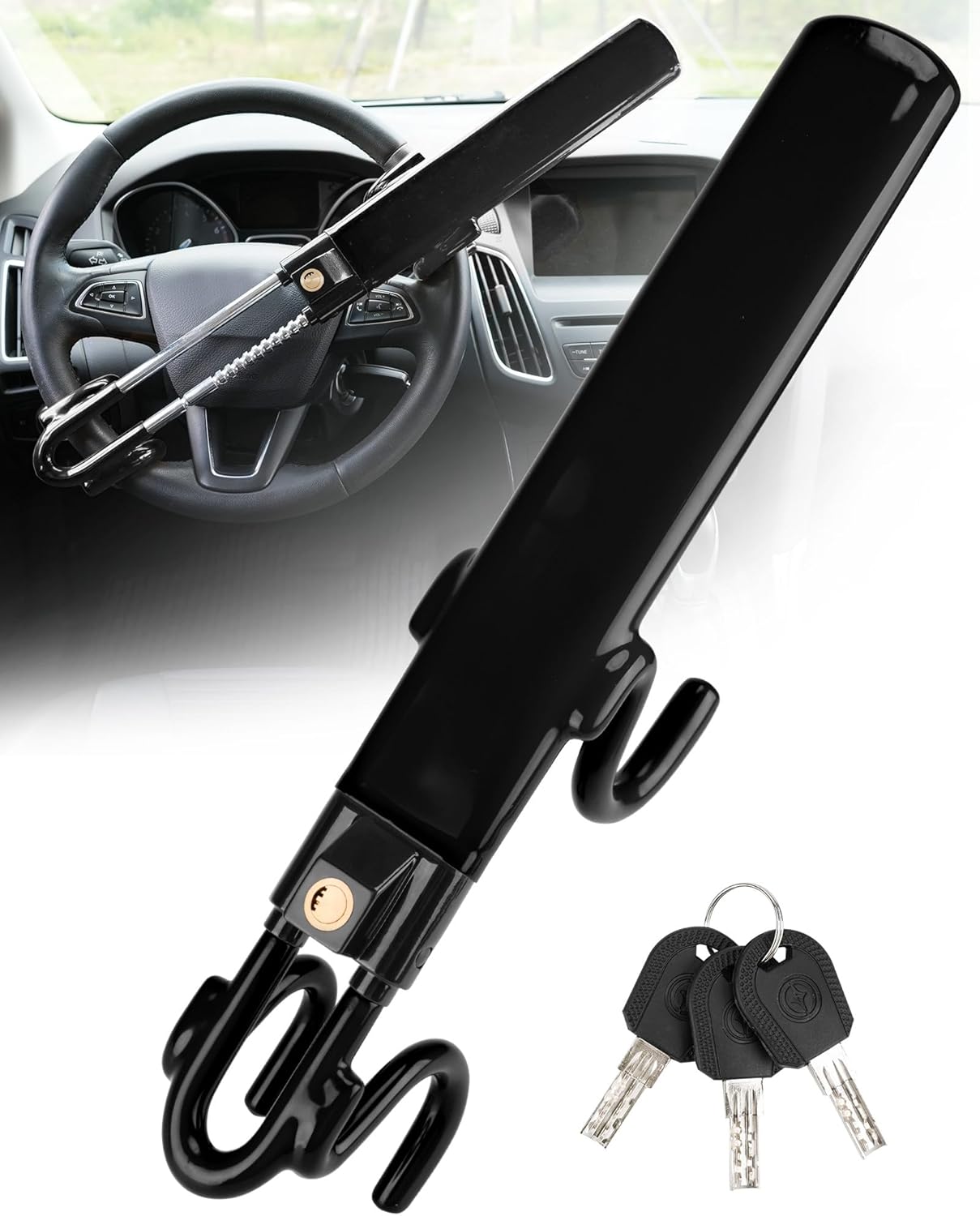 Tevlaphee Steering Wheel Lock Twin Bar, Steering Lock, Car Steering Wheel Locks,...