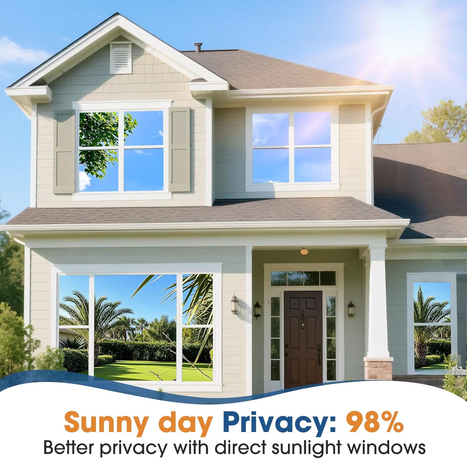 Lifetree Reflective One Way Window Film Privacy: Mirror Window Tint Film Heat Co...