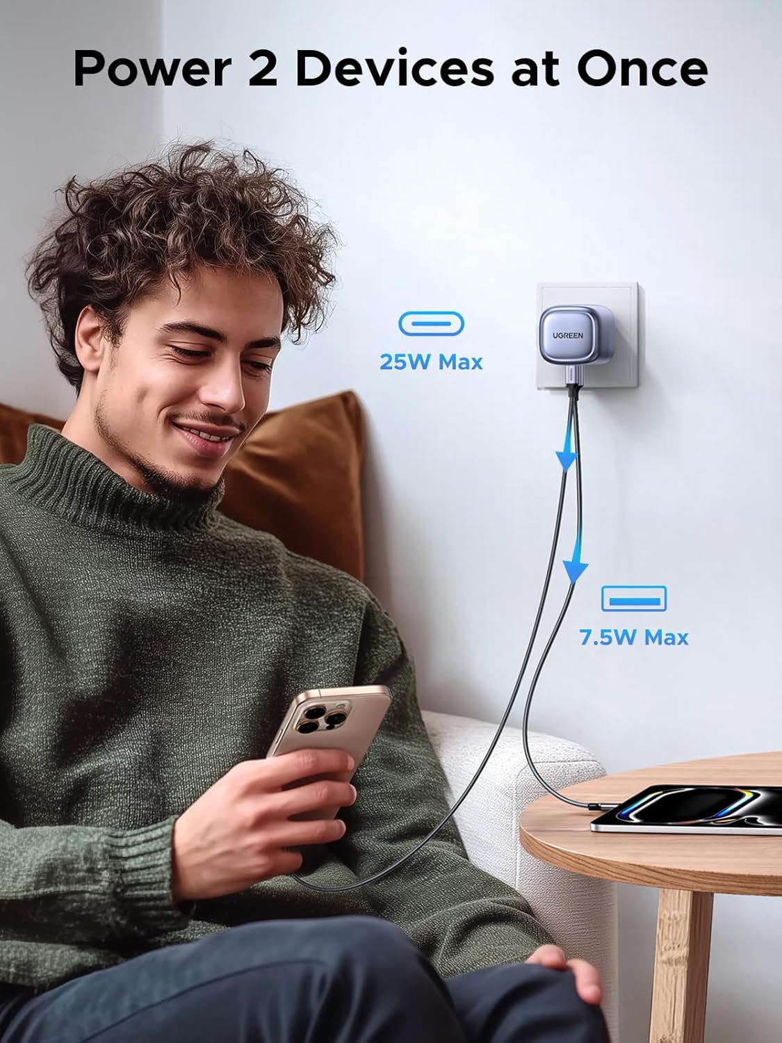 UGREEN USB C Charger PD 35W USB C Plug Nexode 2-Port Compact Fast Charger Plug F...