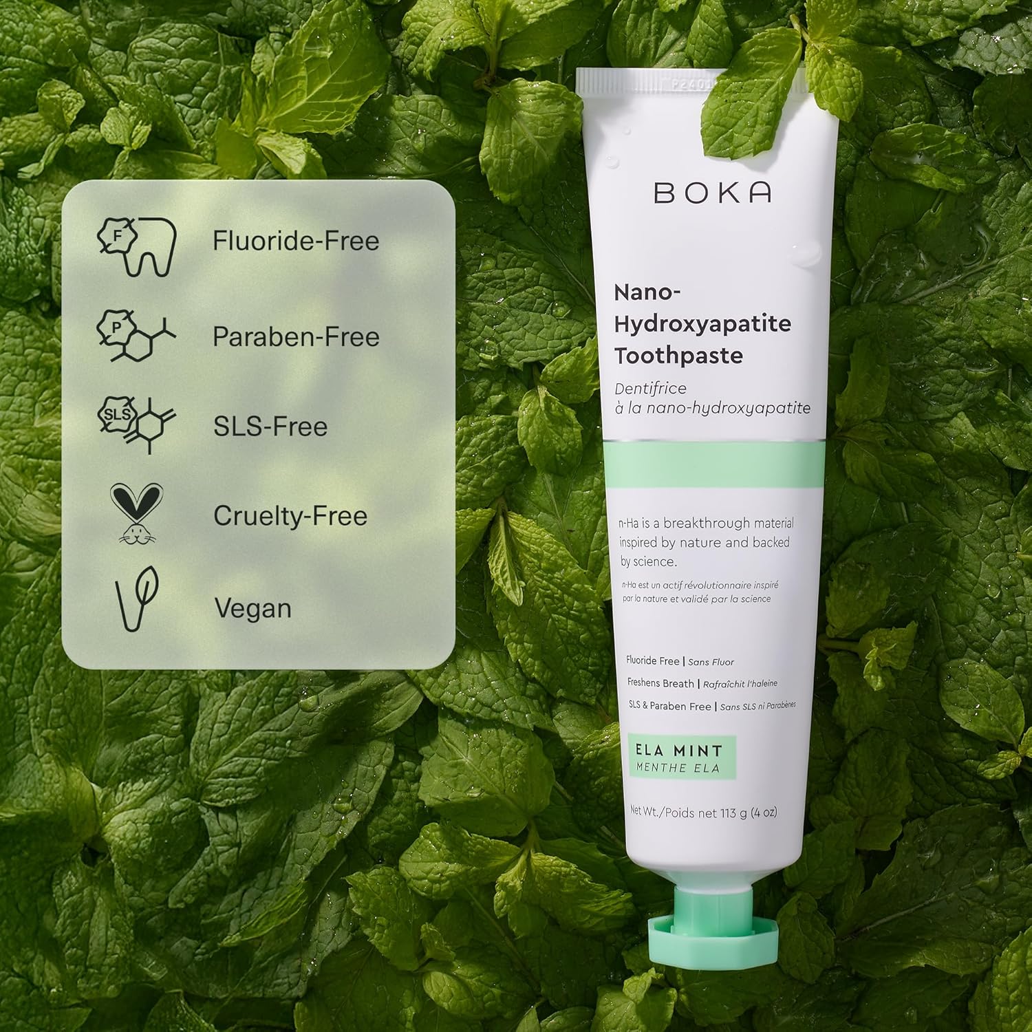 Boka Fluoride Free Toothpaste, Nano Hydroxyapatite Toothpaste, Appropriate for S...
